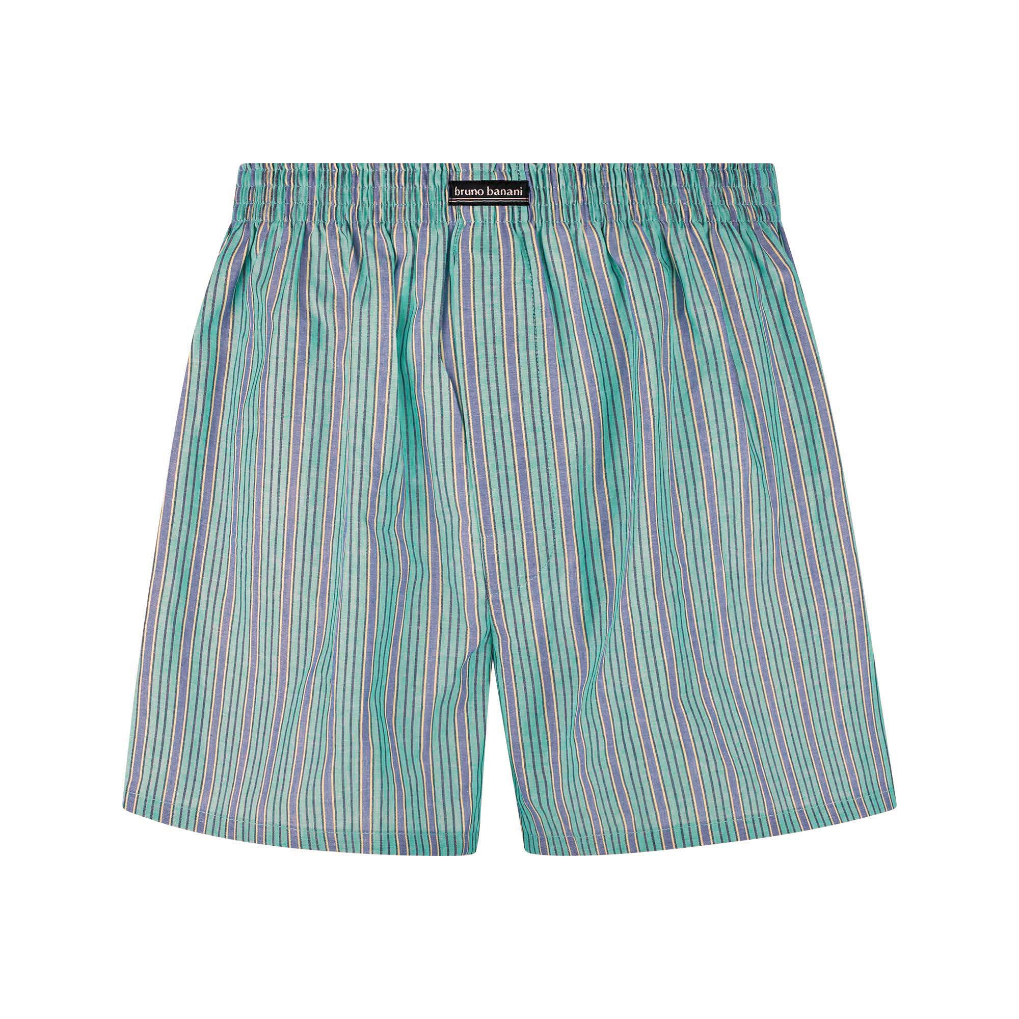 Herren-Boxershorts, Webstoff, Streifenmuster, Türkis, Elastikbund