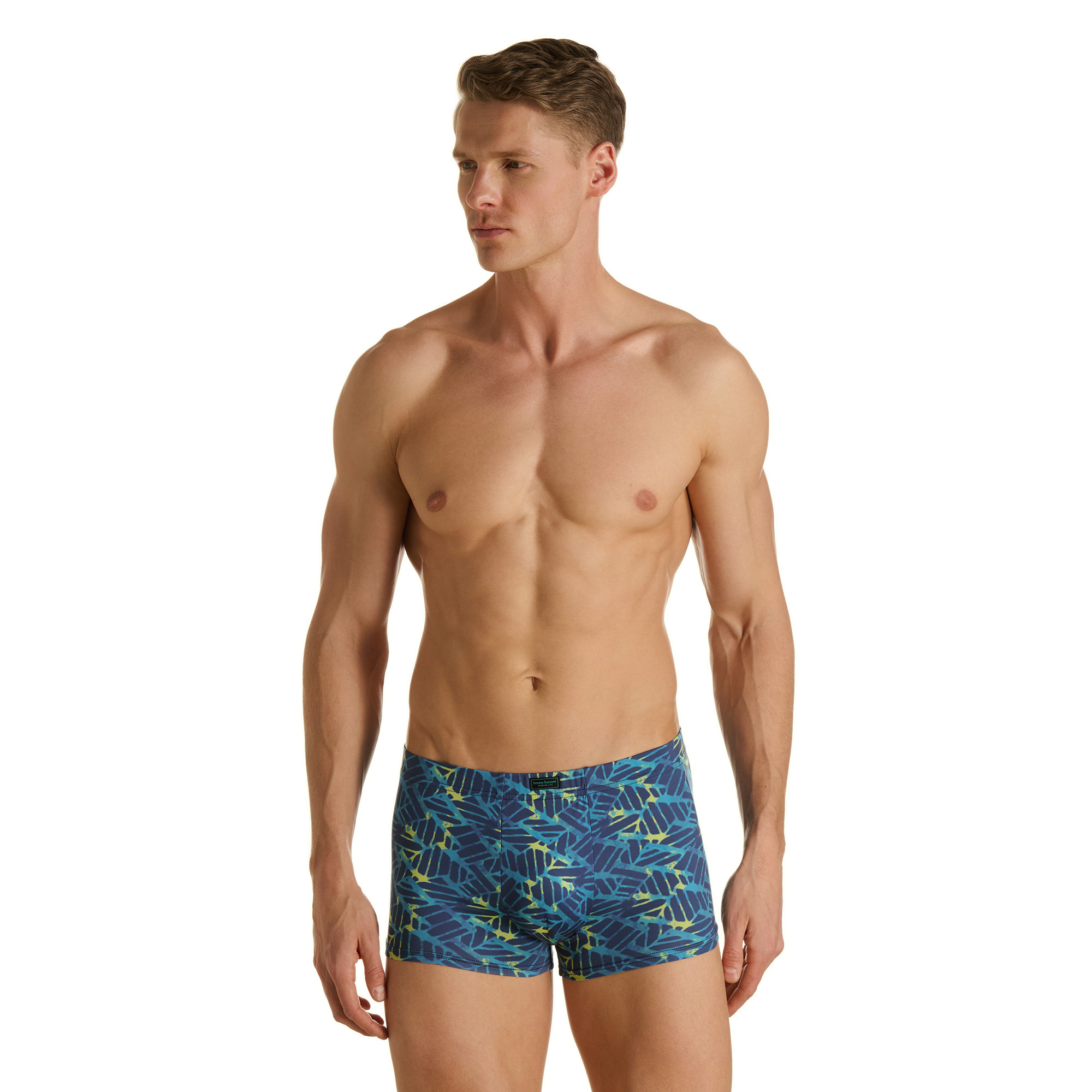 Herren-Boxershorts, Badehose, Blau, Grafikmuster, Eng anliegend