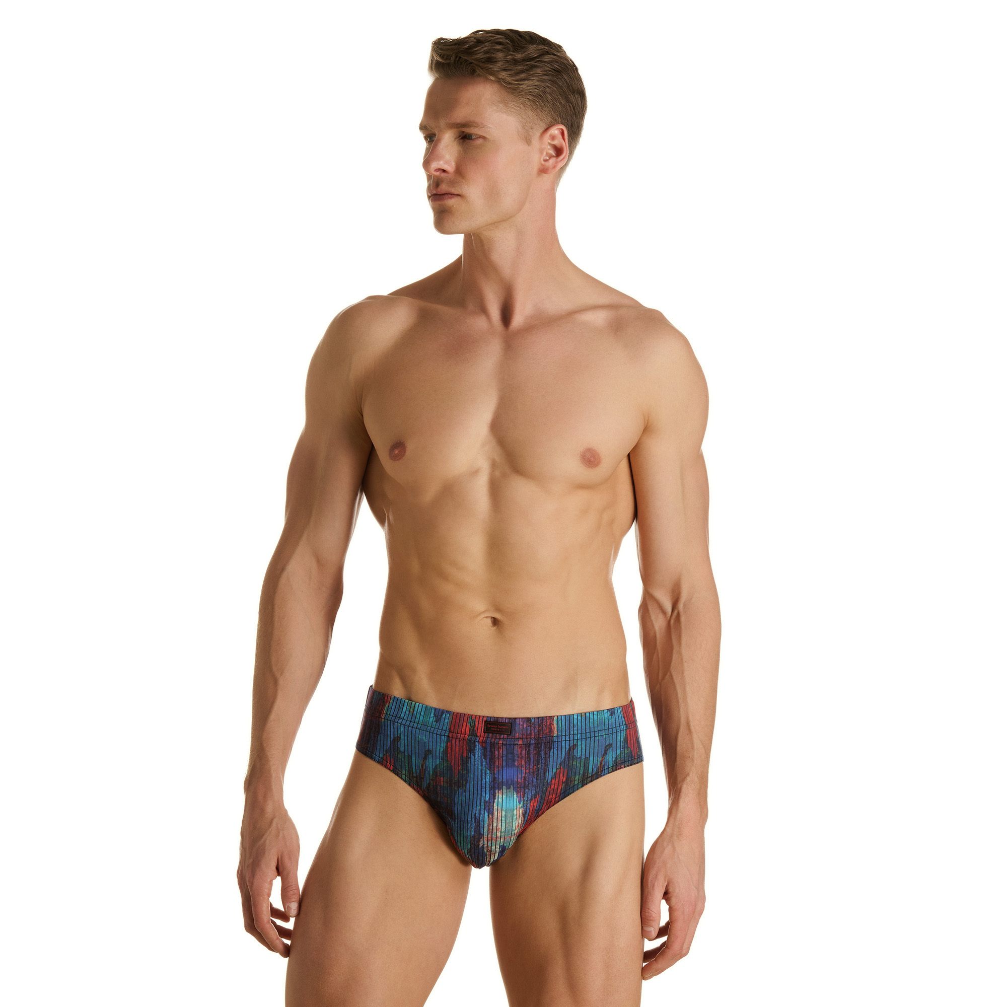 Männerunterhose, Bade-/Schwimmbade, Mehrfarbig, Motor?, Schnitt: Slip