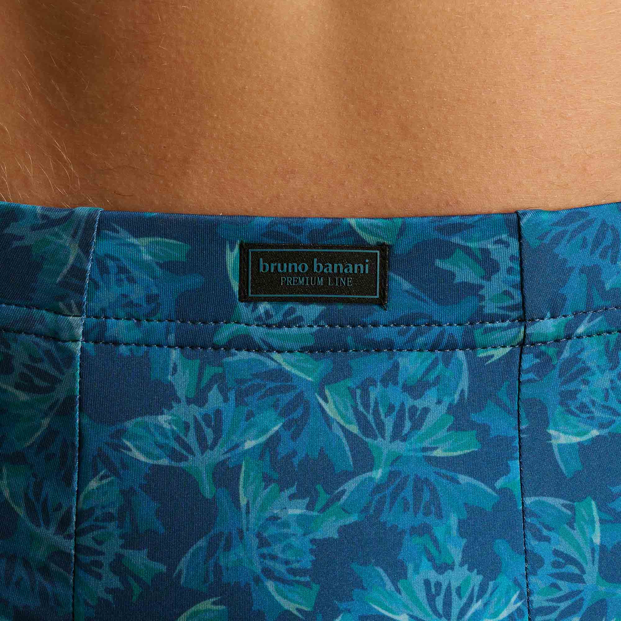 kurze, blau, blumenmuster, muster, taillenband-etikett