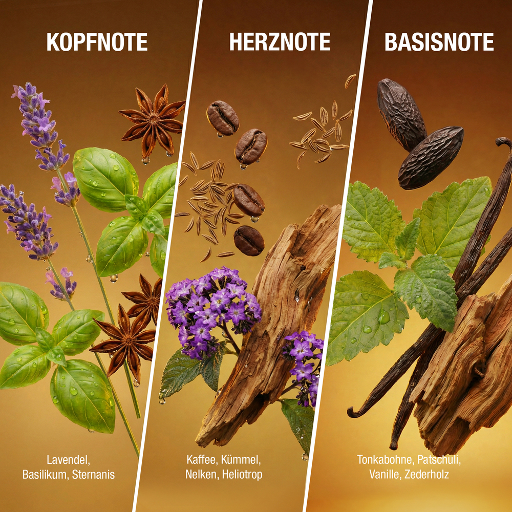 Lavendel, Basilikum, Sternanis, Zimt, Nelken