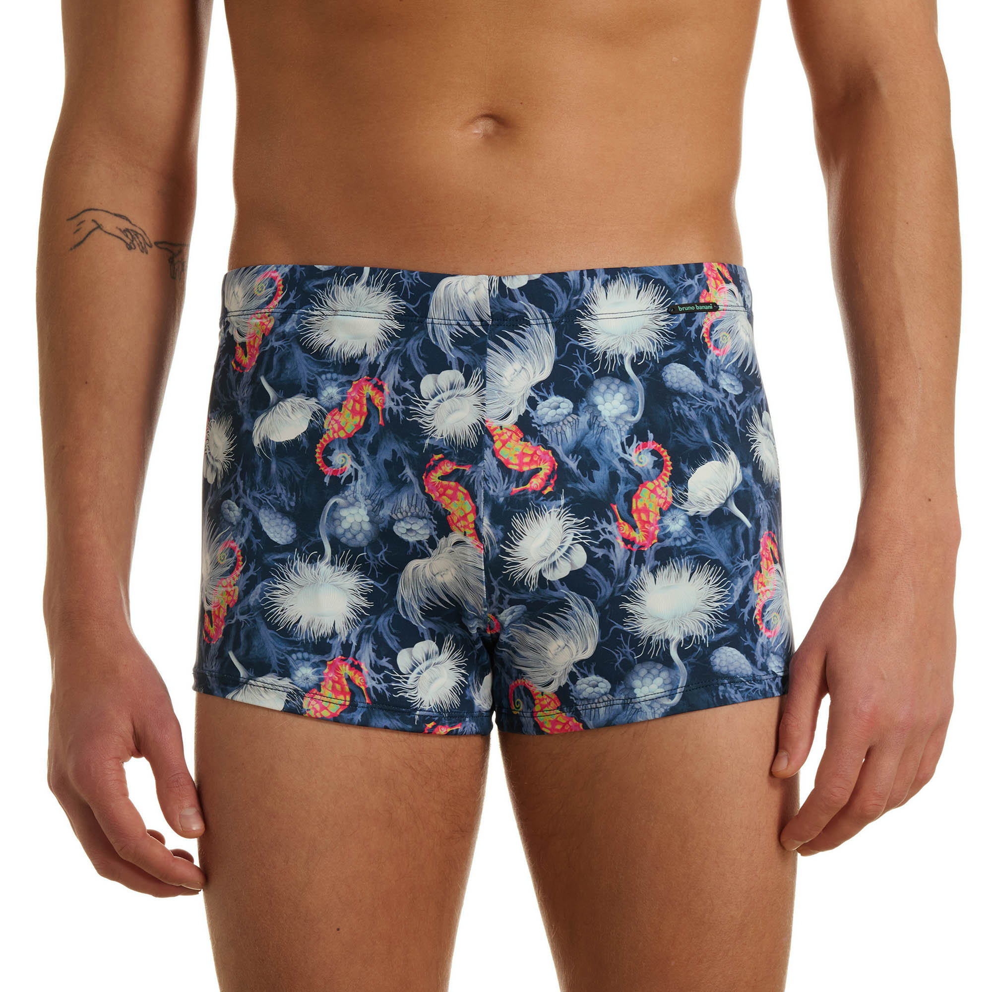 Badeshorts, Druck Flamingo, Navy, Kurz, Laufhosen-Style