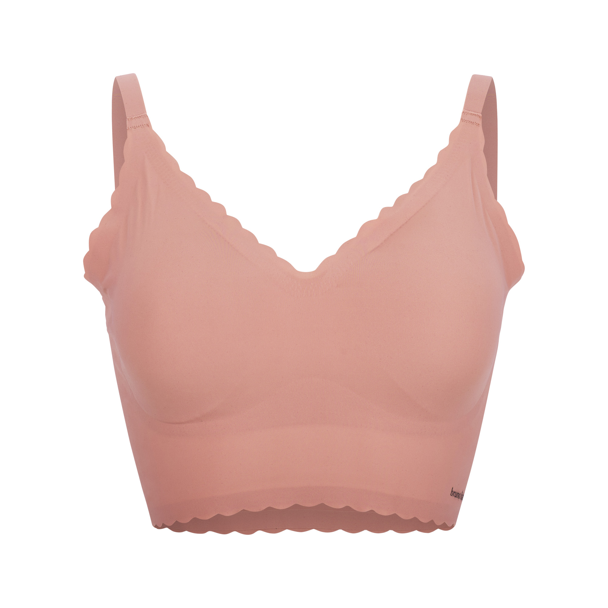 BH, Brassiere, Wellenrand, gepolstert, Pfirsich, BH-BH, pull-on, unlined, scallop edge, pink