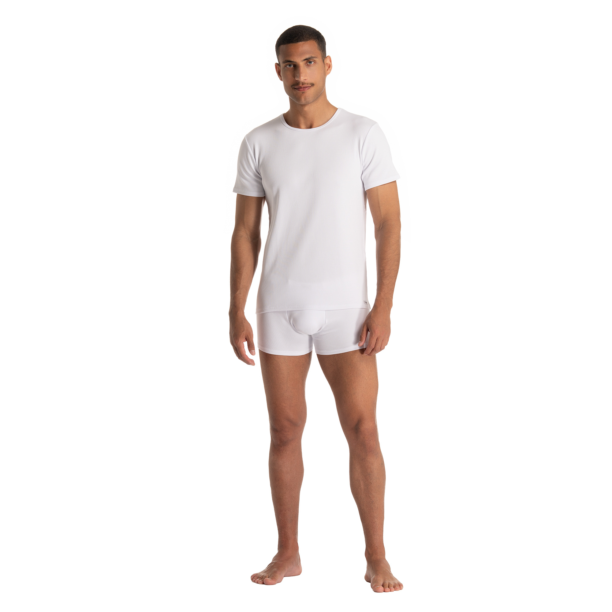 Shirt Fine Rib O-Neck T-shirt, Strandmode, Erwachsene, Mann, Person