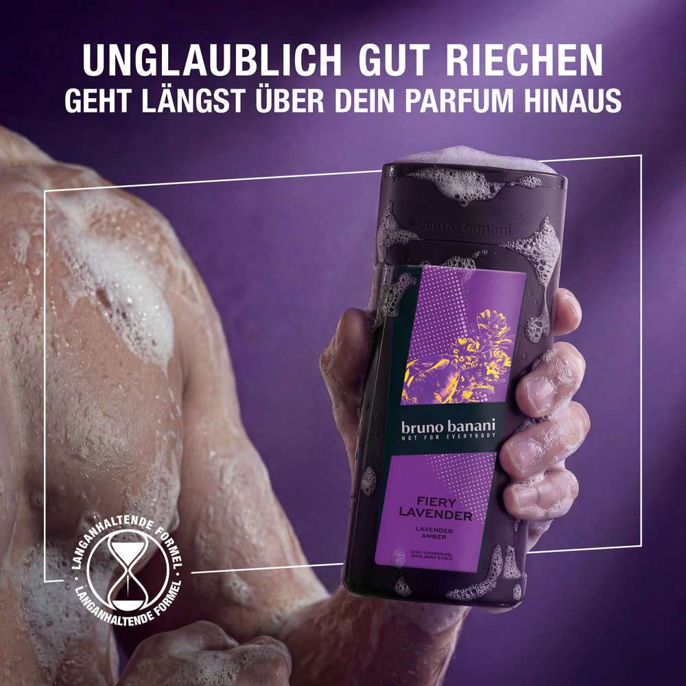 Shampoo, Bodywash, Lavender, Purple bottle, Bruno Banani