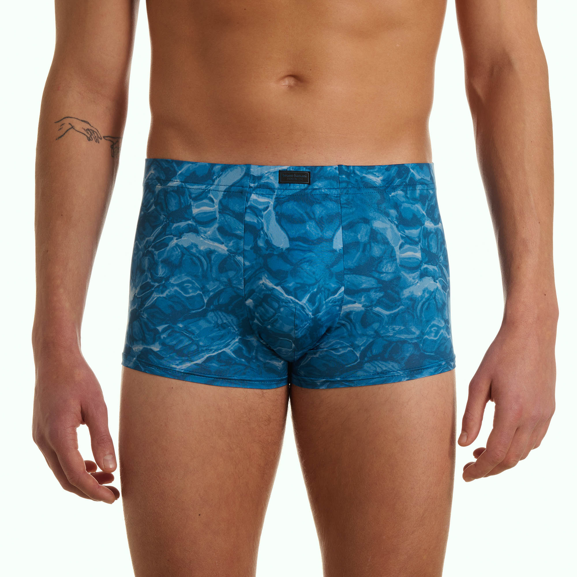 Men's boxer shorts, Swim trunks, Blue pattern, Waterprint, Low-rise