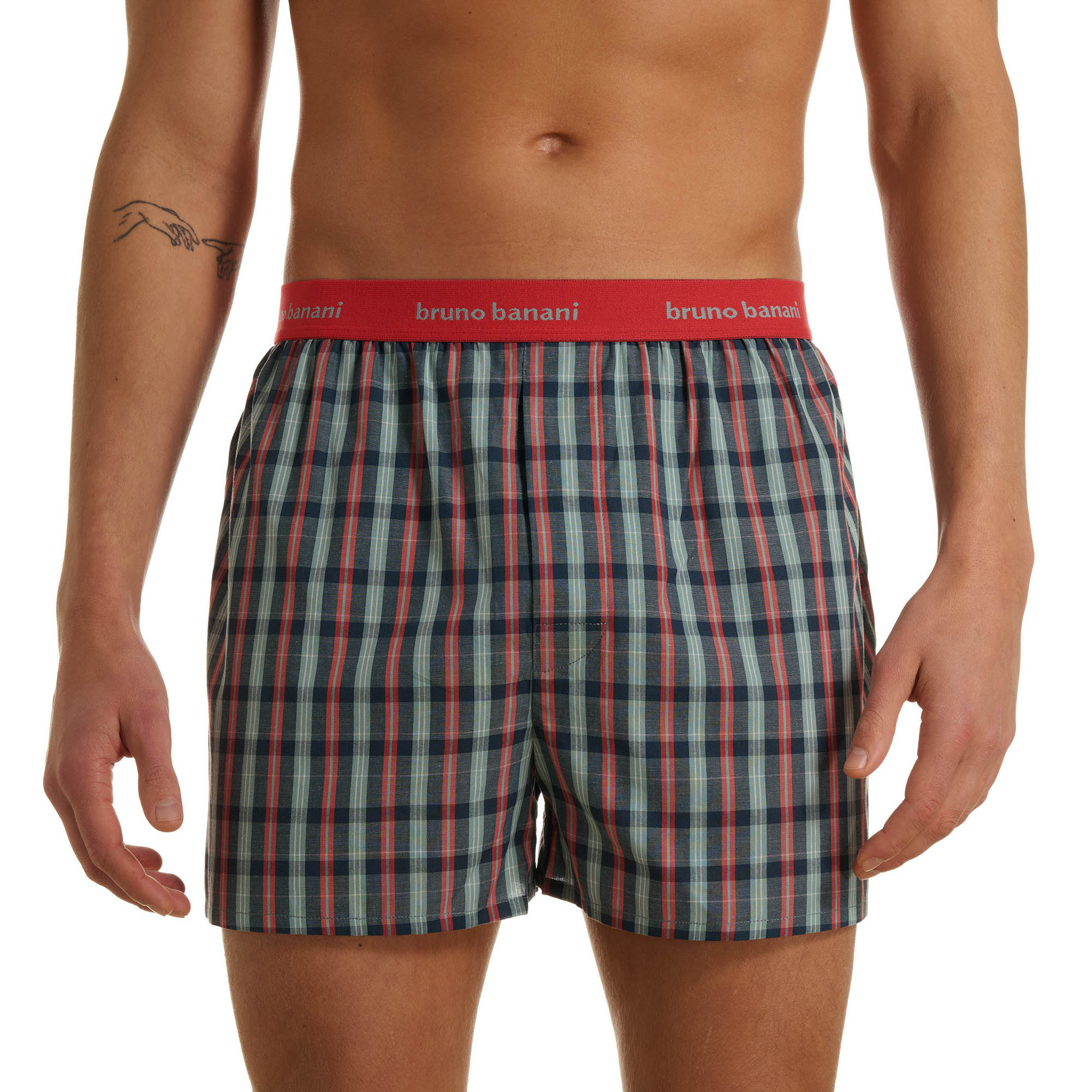 Boxer shorts, Mustermuster, Gummibund, Rotes Bündchenband, Herrenunterwäsche