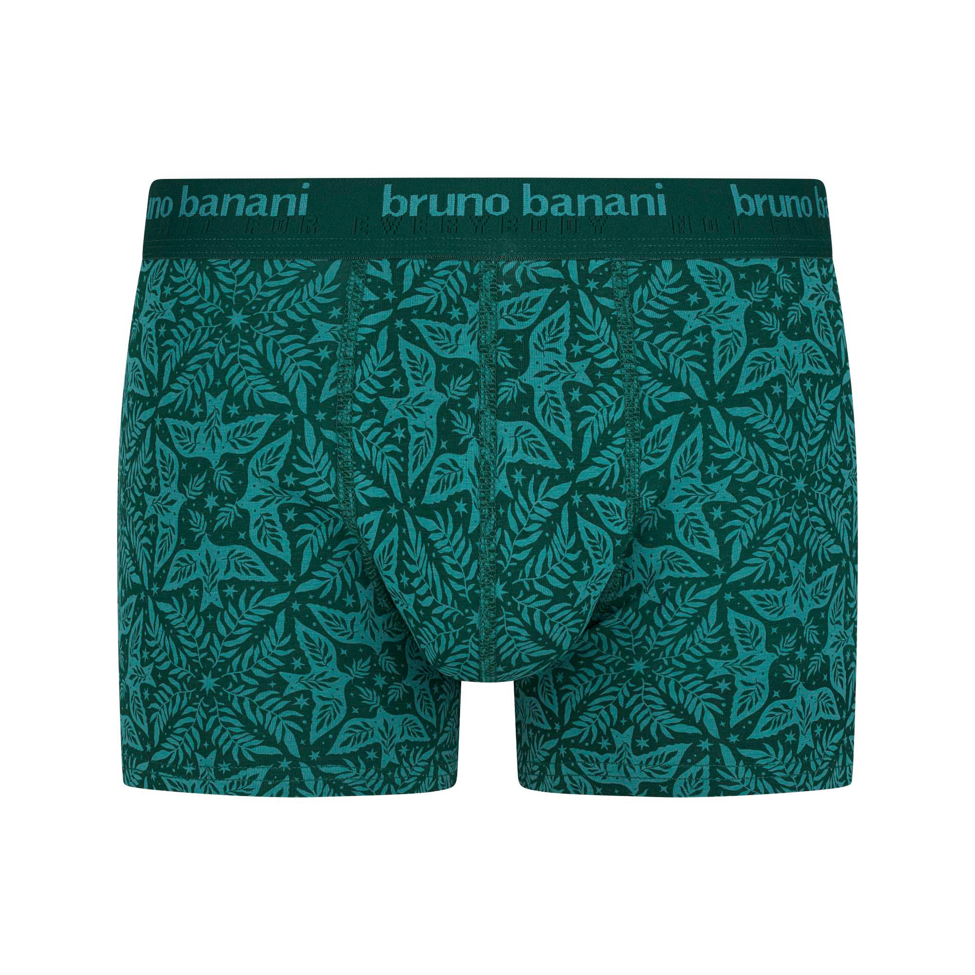 Boxer, Muster, Blätterprint, Teal, Bund waistband