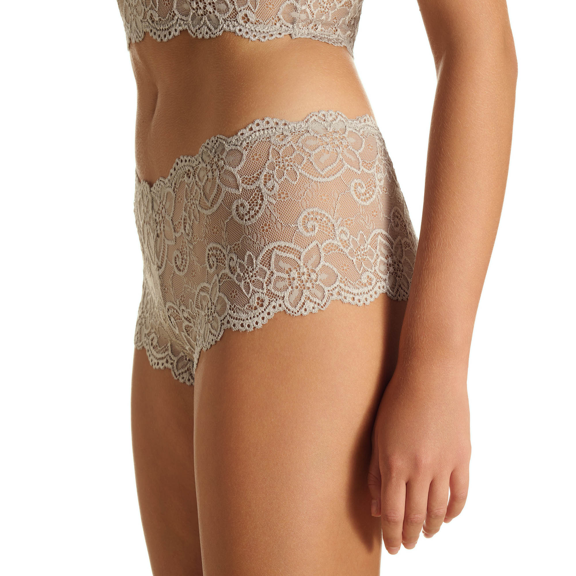 Lace, Lingerie, Beige, Shorts, High-waisted