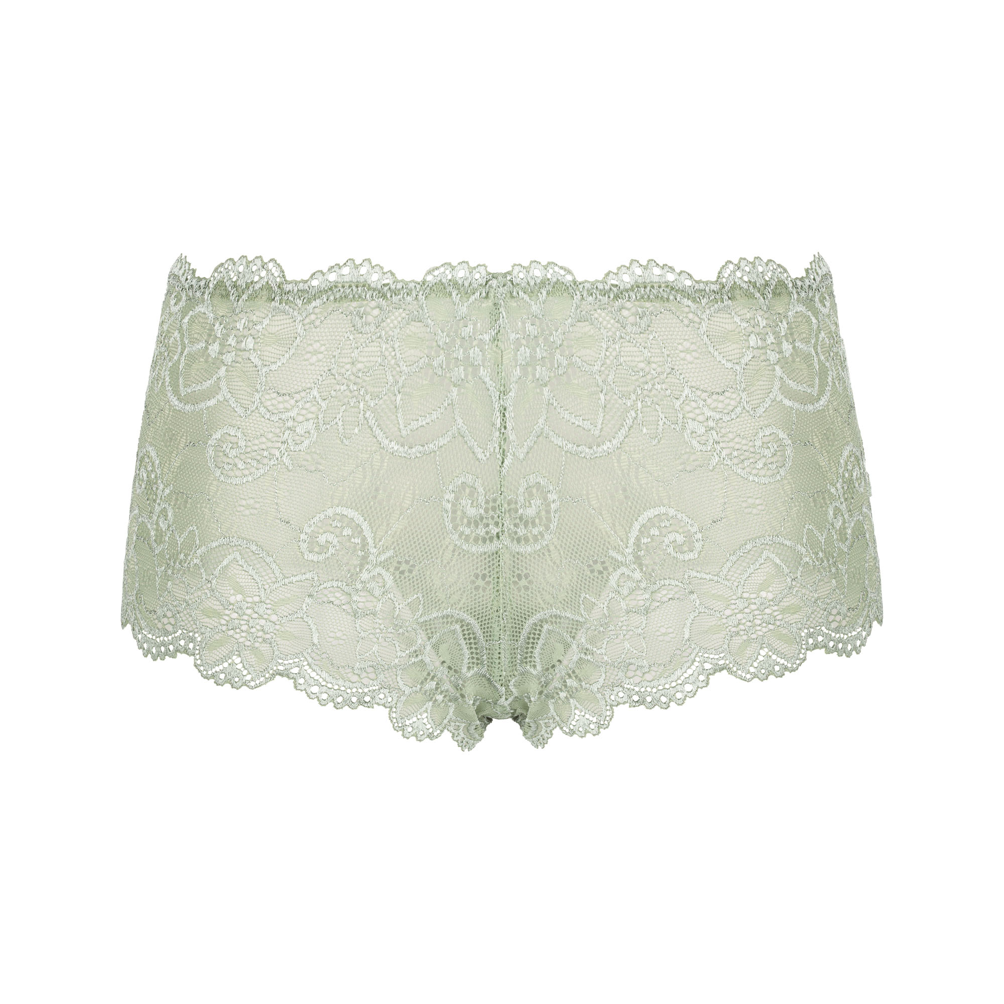 Spitze Shorts, Spitze Rand, Mintgrün, Hoch tailliert, Gemustert Unterwäsche