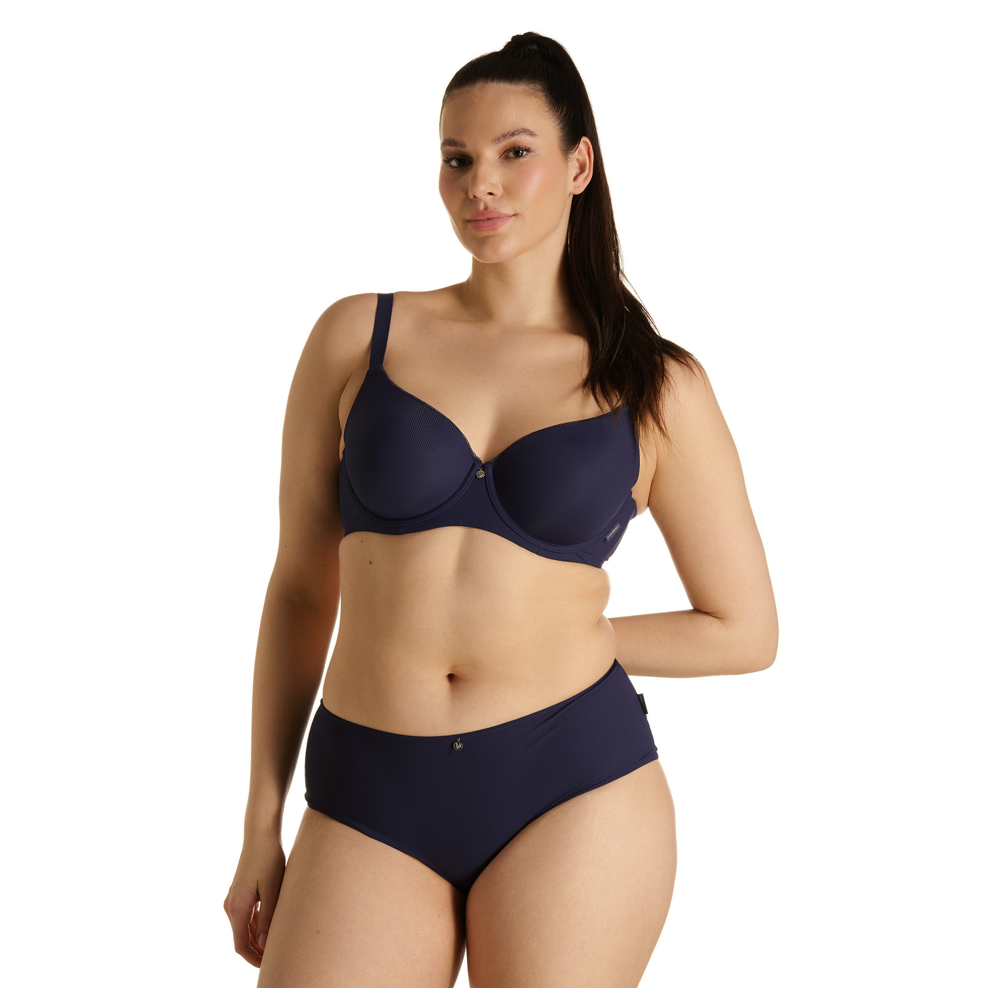 BH, Dunkelblau, Bikini-Top, Weibliche-Körperform, Bikini-Höschen