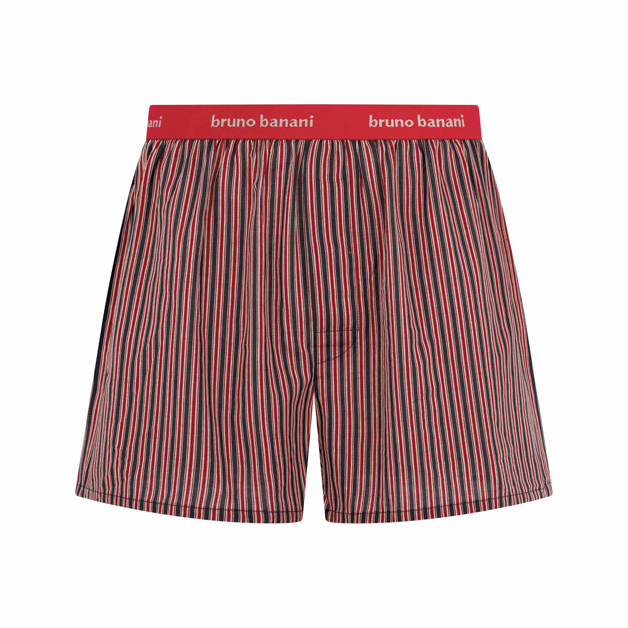 Boxershorts, Gestreiftes Muster, Rotes Bündchenband, Elastischer Bund, Schort