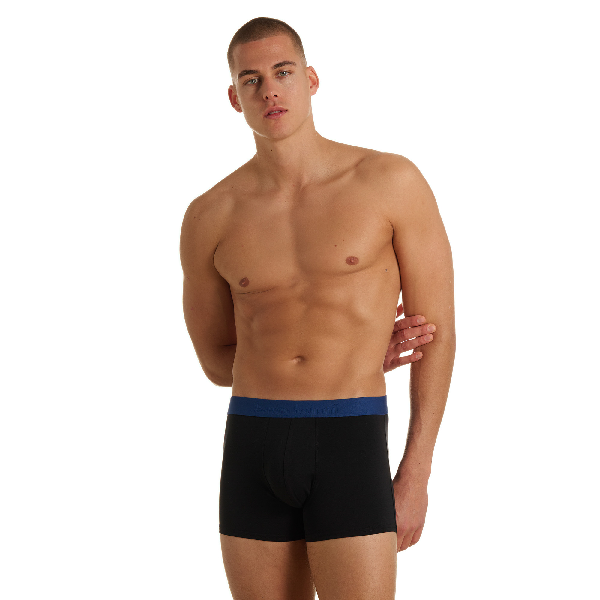 Boxer, Boxer briefs, Schwarz, Blaues Bündchen, Unterwäsche