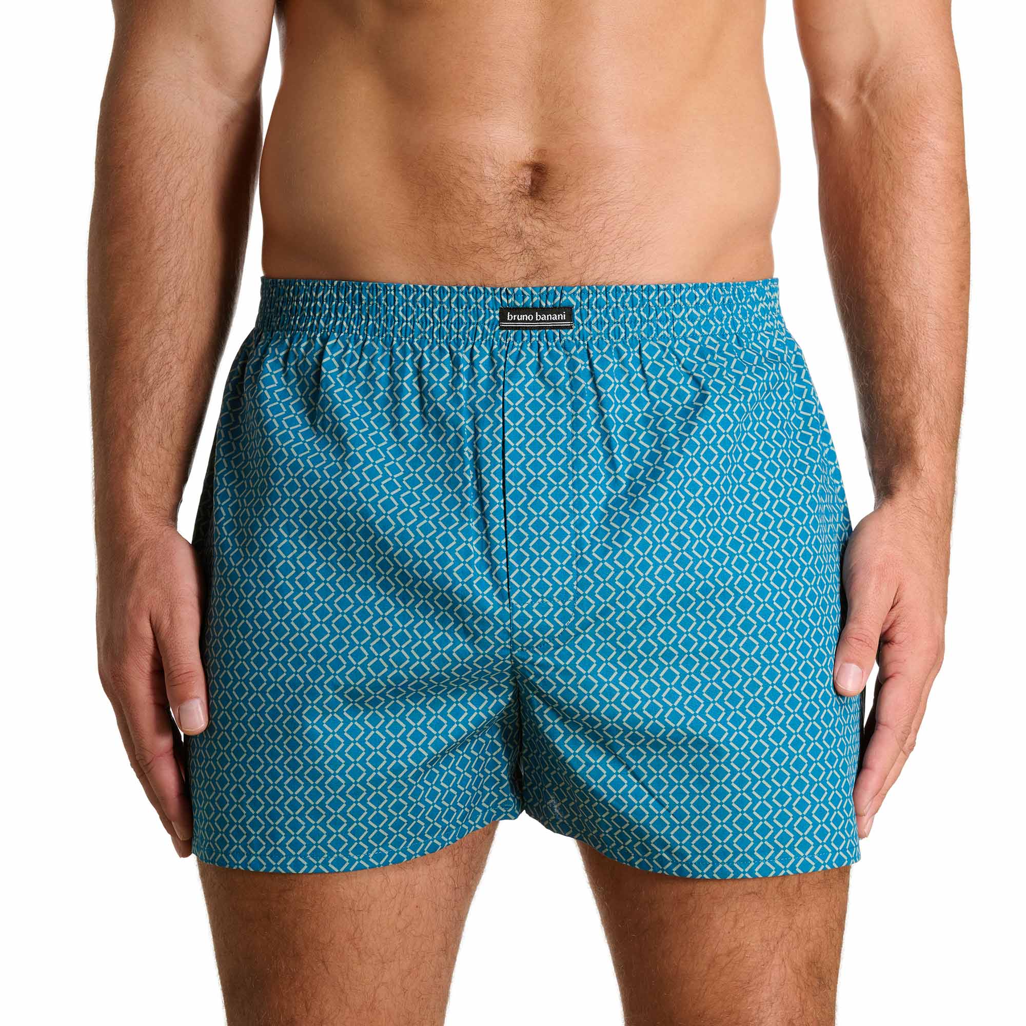 Herrenboxer, Badeshorts, Meshmuster, Baumwollmix, blau