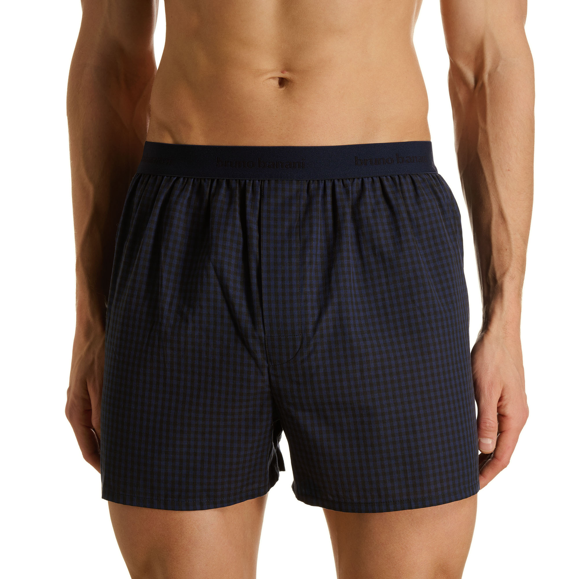 Hose, Boxershorts, Karomuster, dunkelblau,  elastisch