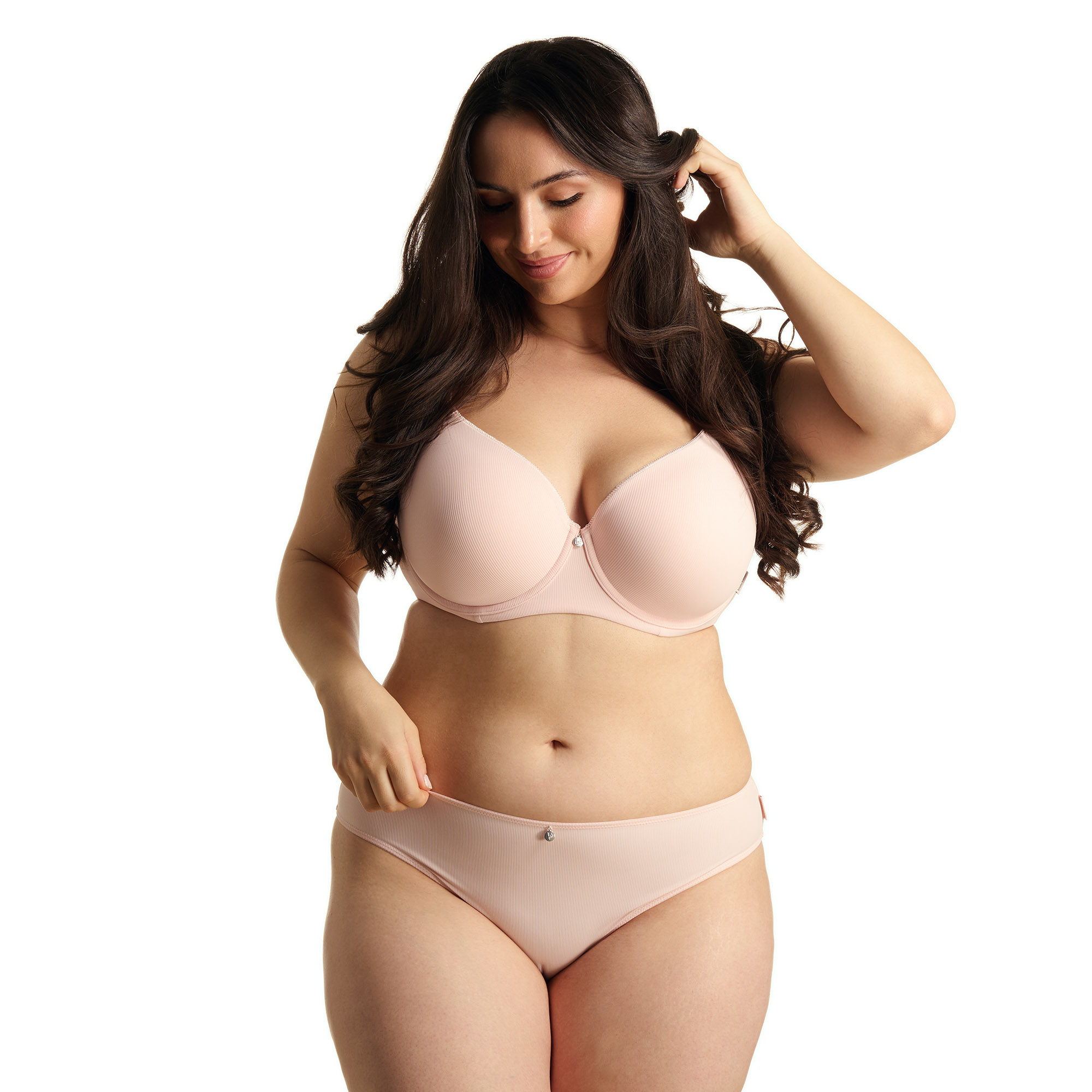 Unterwäsche, BH, Slip, Beige, Plus-Size