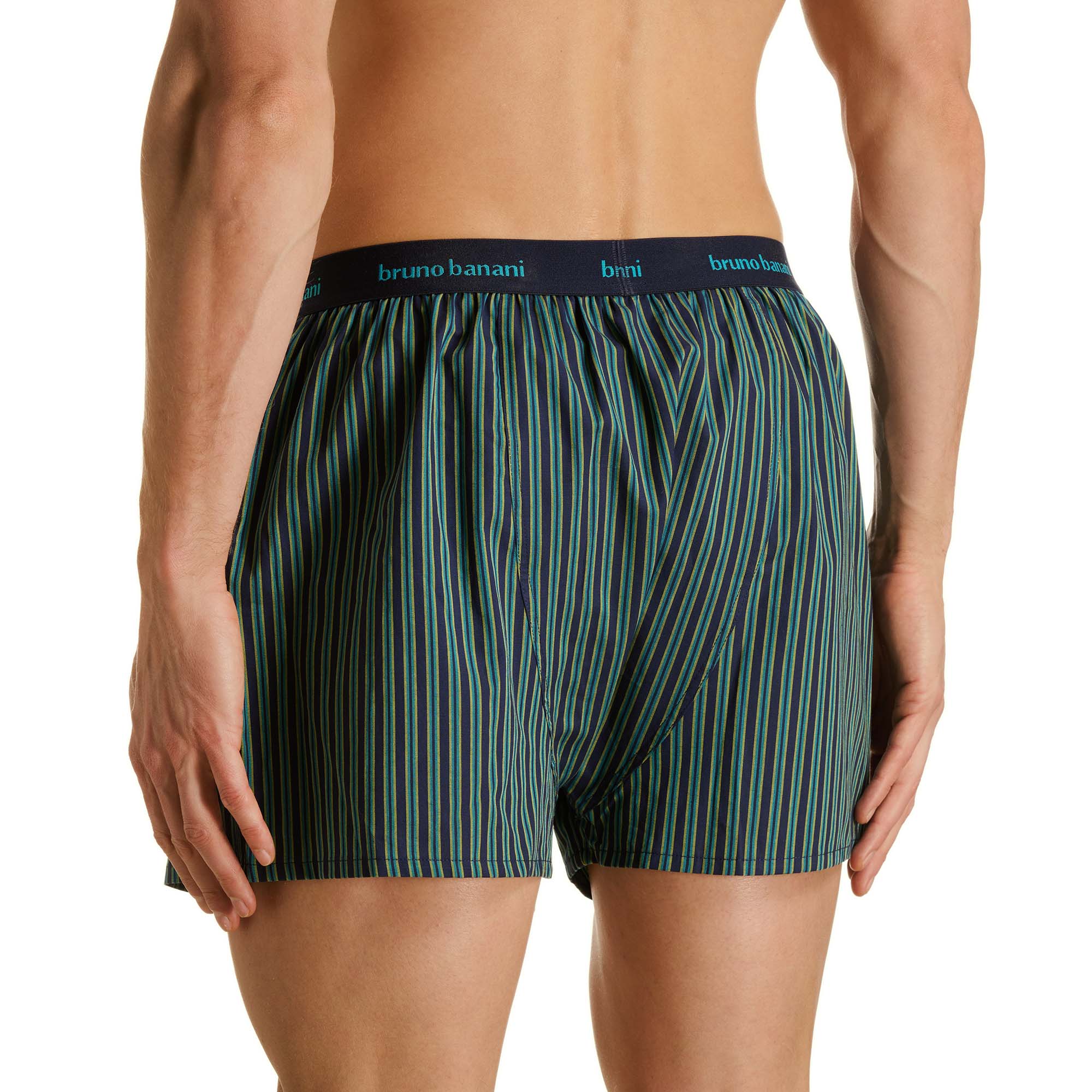 Boxer-Shorts, Streifenmuster, GrünBlau, elastischer Bund, Herrenunterwäsche