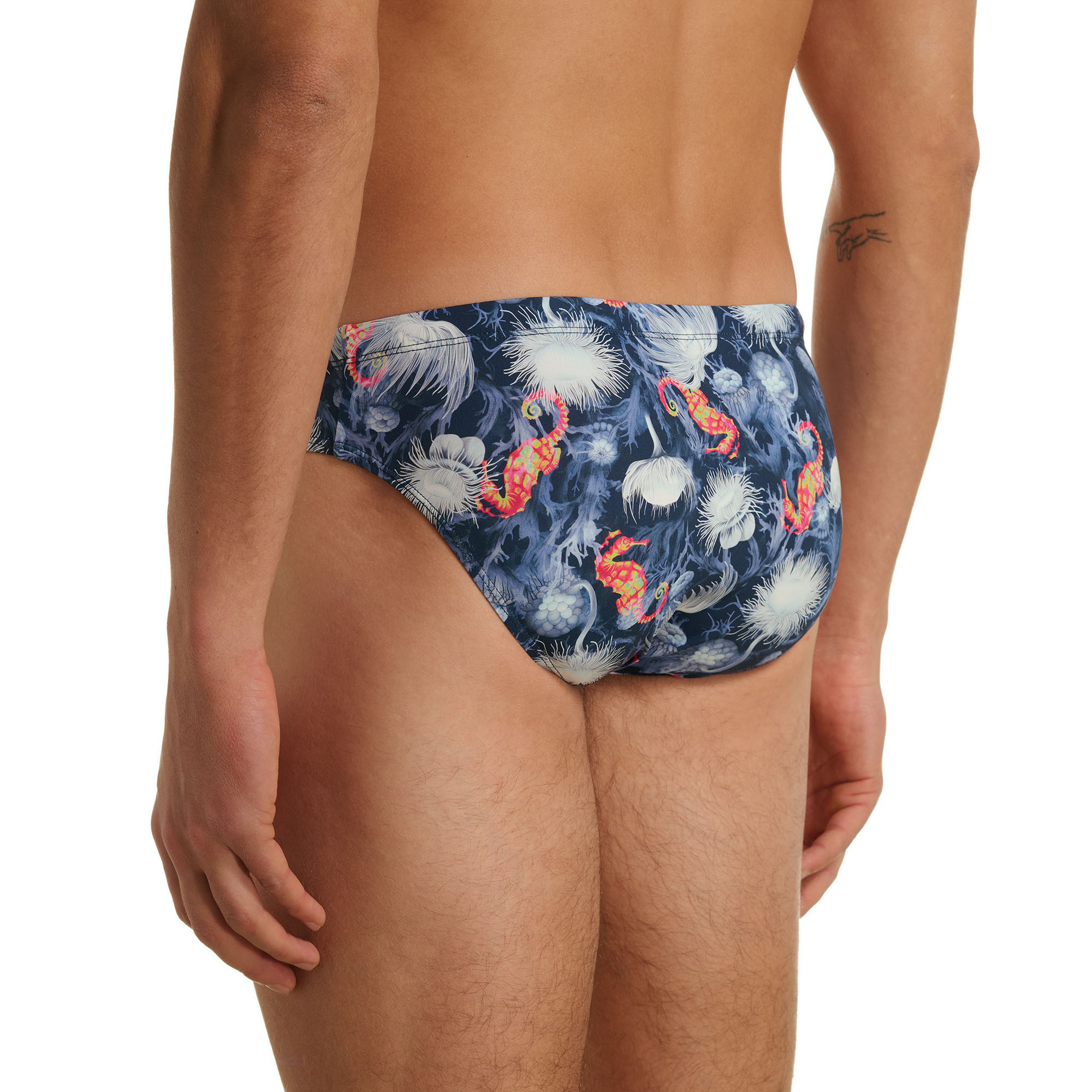 Badeshorts, Blau, Meerestiere, Allover-Muster, Seepferdchen