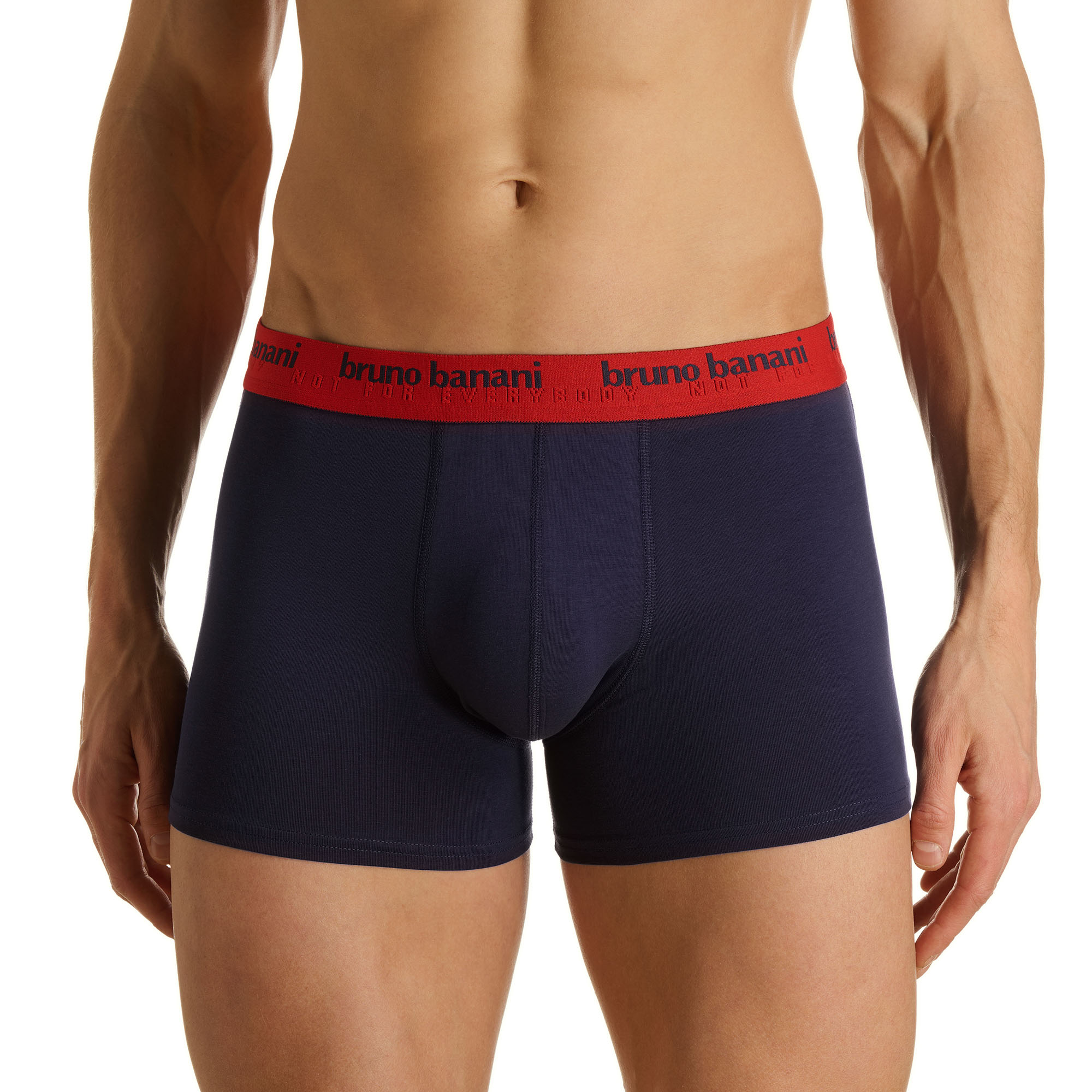 Herren-Boxershorts, Dunkelblau, Roter Bund, Elastischer Bund, Einfarbig
