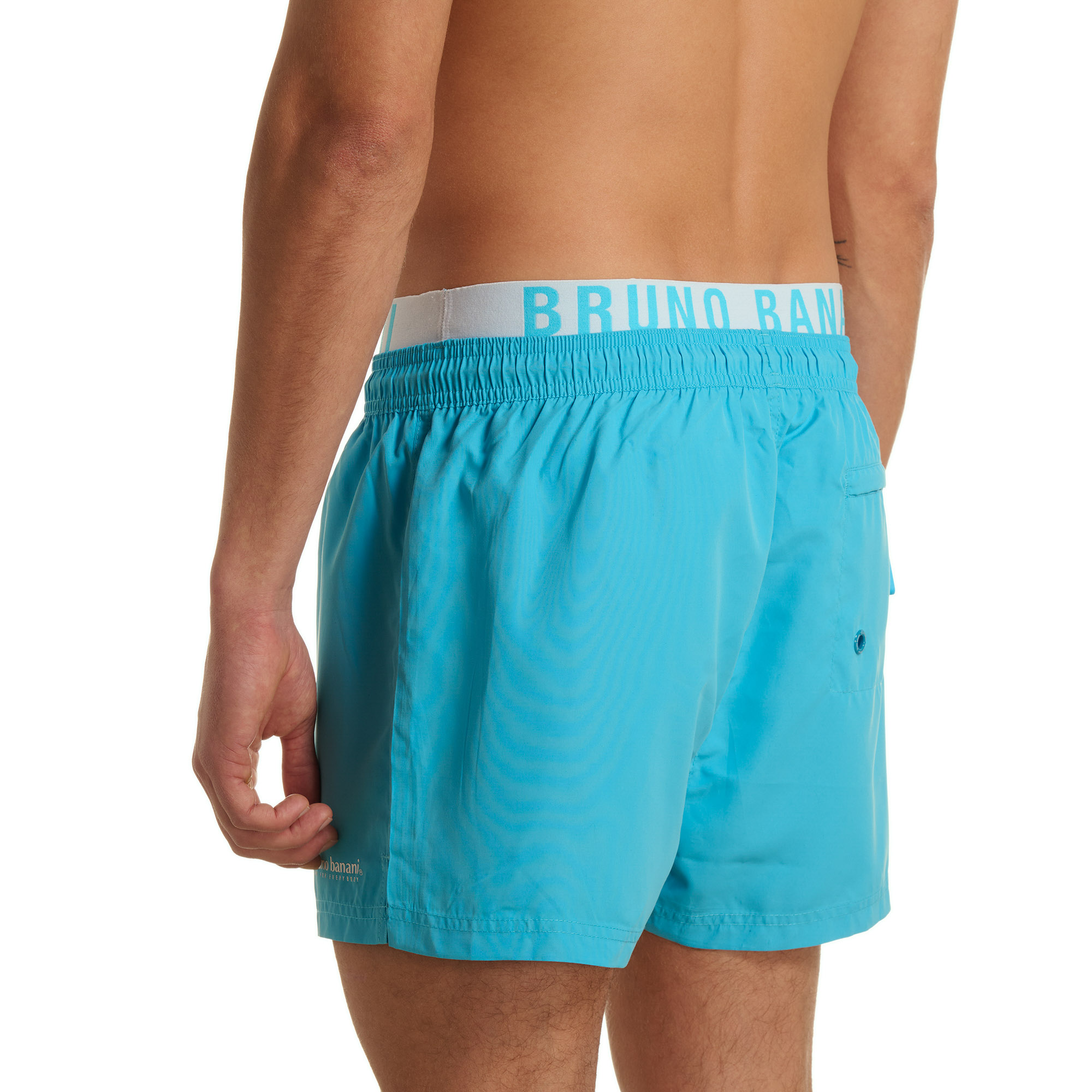 Badeshorts, Badeshosen, Türkis, Elastischer Bund, Rückentasche