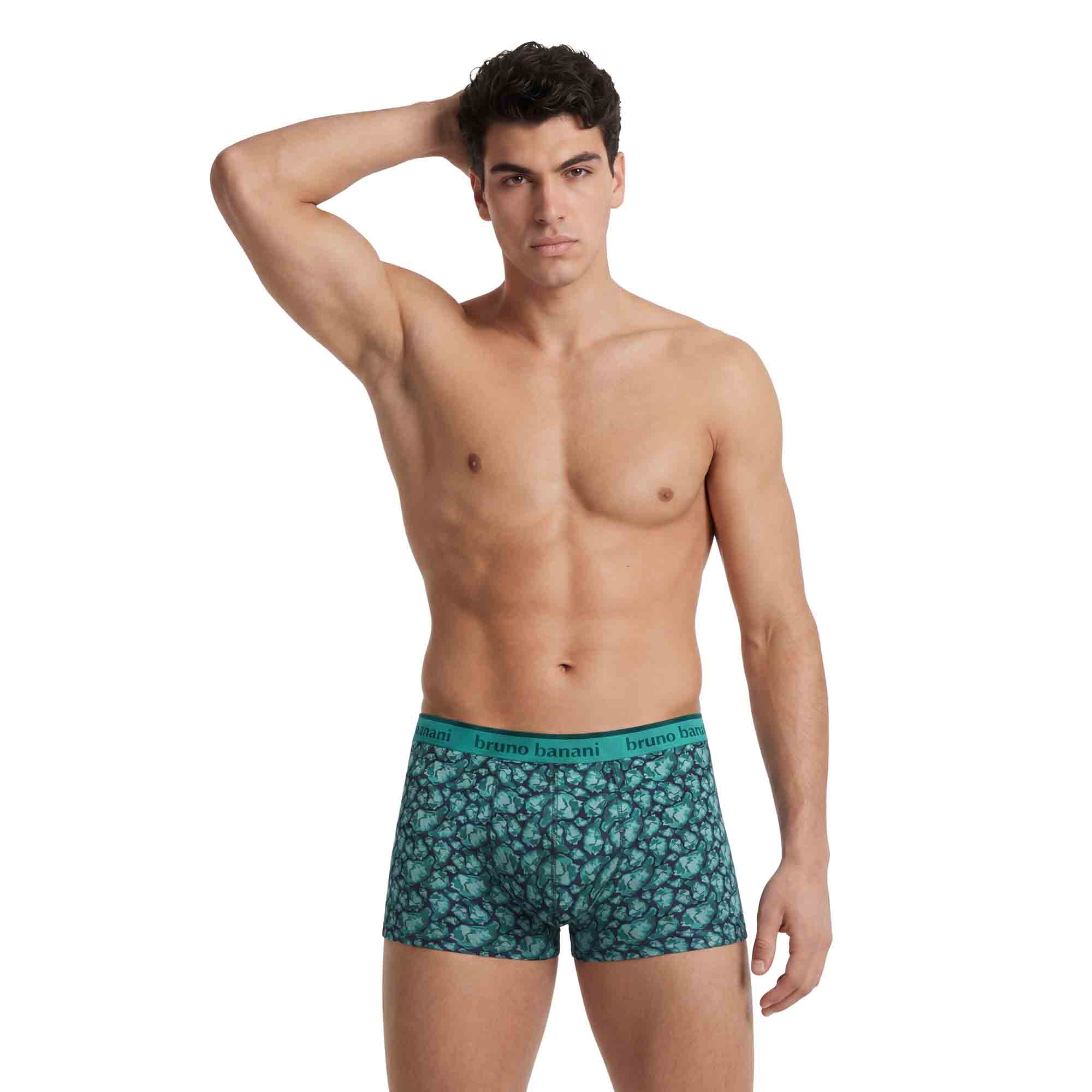 Herren-Boxershorts, Türkis, Musterprint, Elastischer Bund