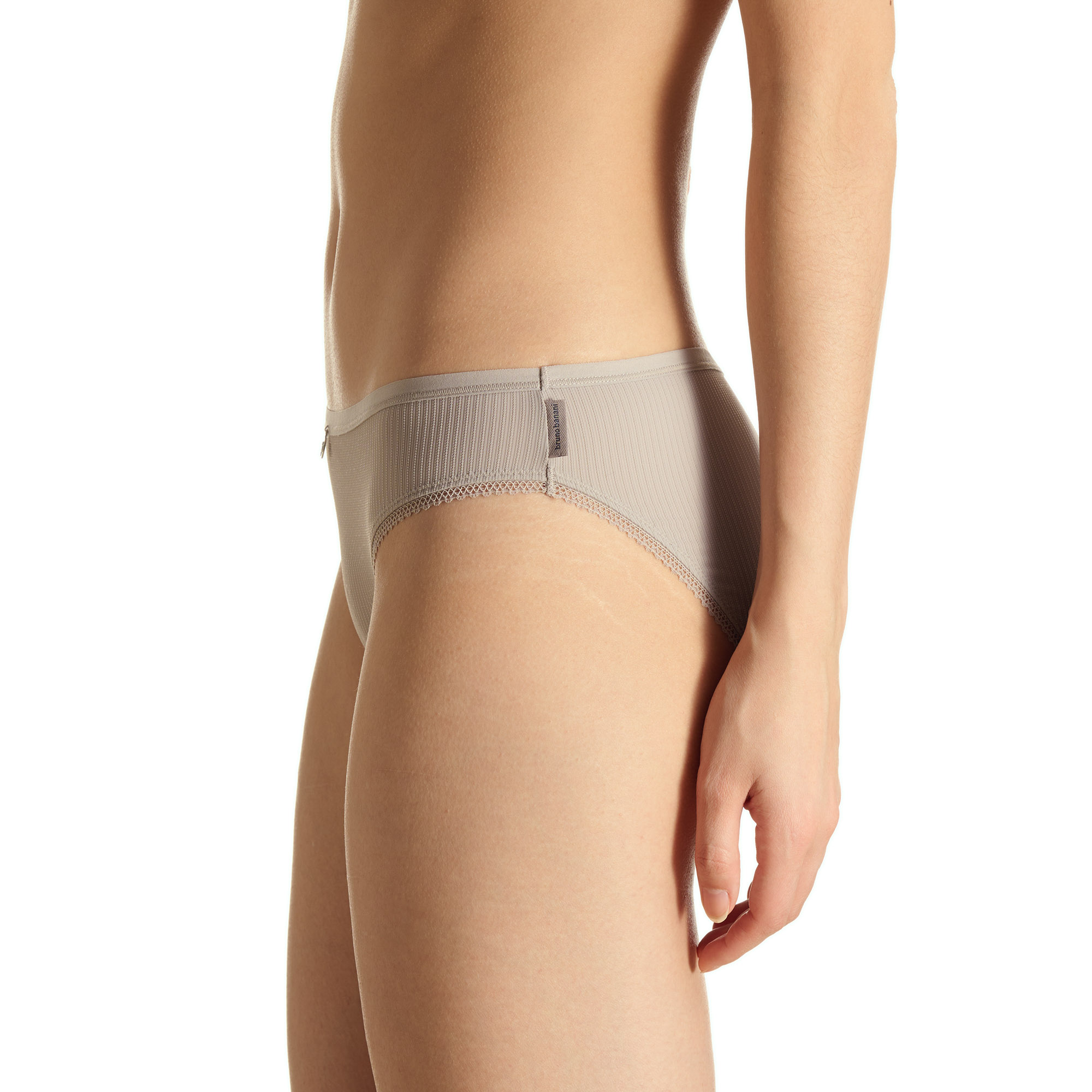 Unterwäsche, Slips, Beige, Rippstruktur, Spitzensaum