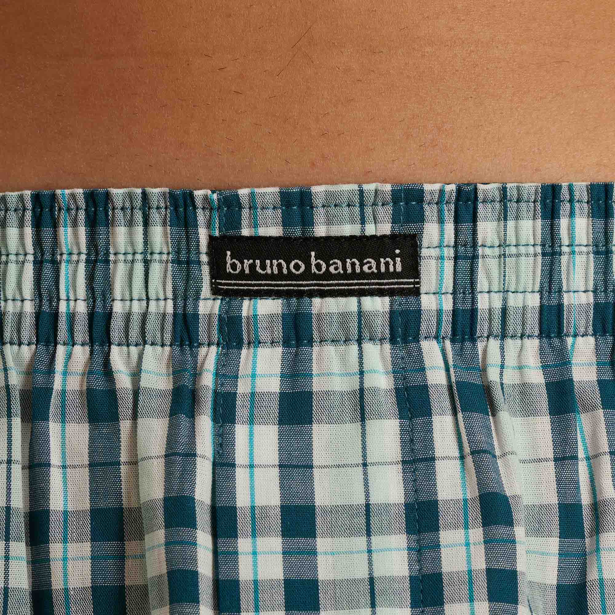 baumwollshirt, gittermuster, checkered, blau, elastischer bund