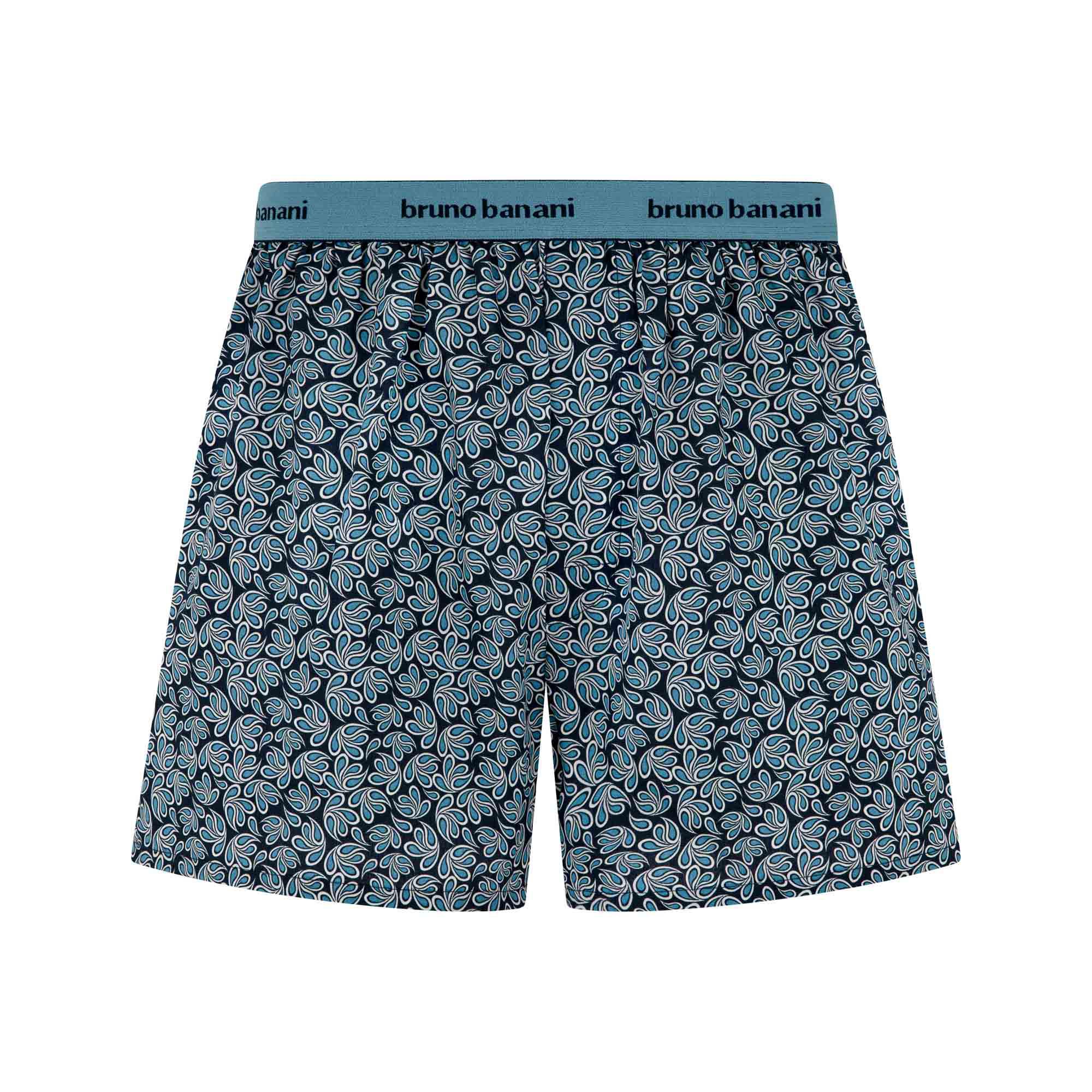 Boxer-Shorts,  gemustert,  elastischer Bund,  blau,  Blattmuster