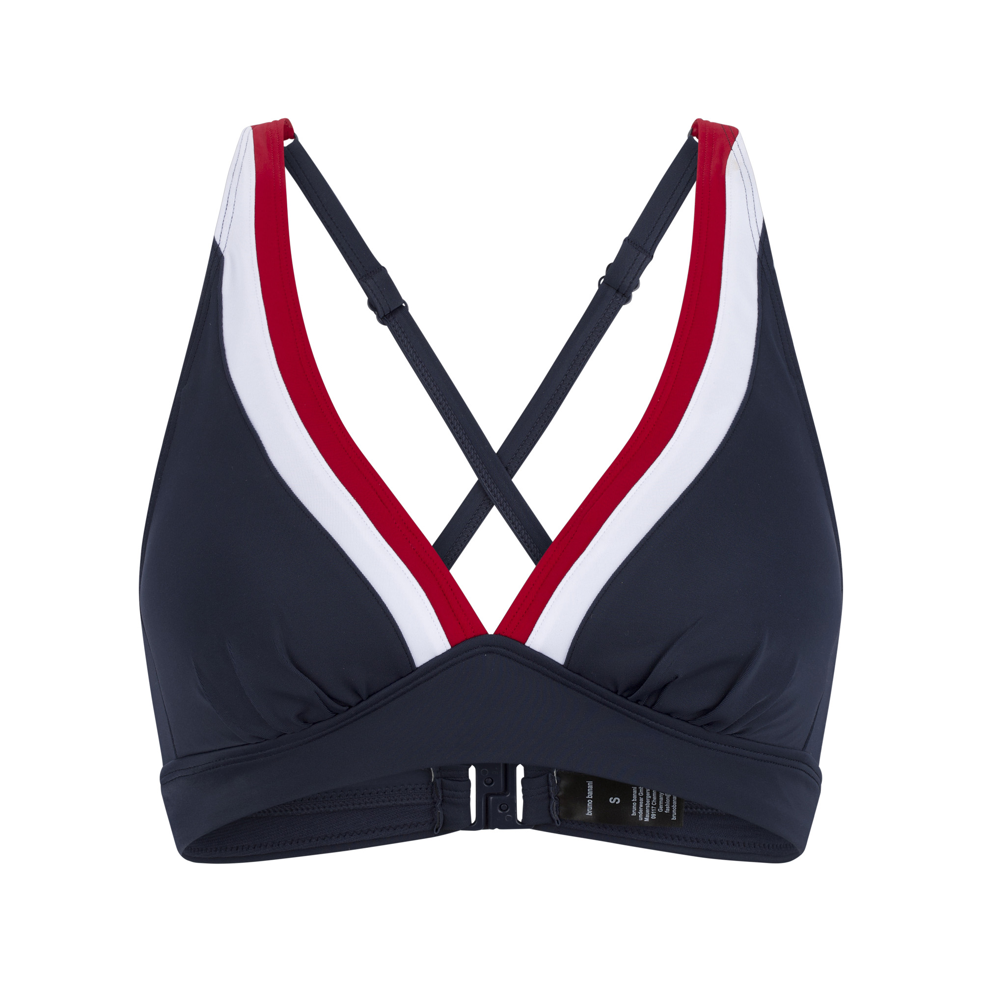 Bikinioberteil, Badeanzug, Marineblau, Kreuzträger, V-Ausschnitt