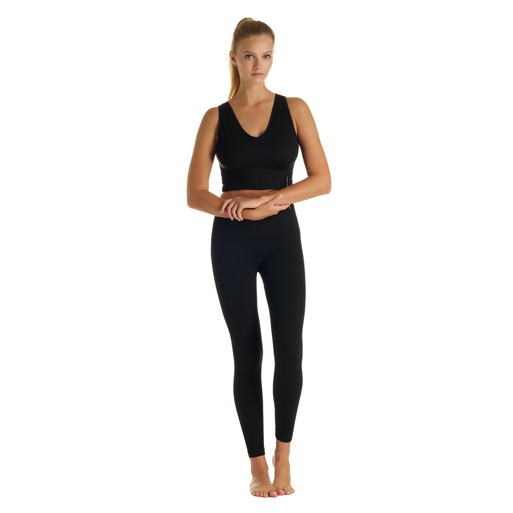 sporttop, bralette, schwarz, leggings, sportbekleidung
