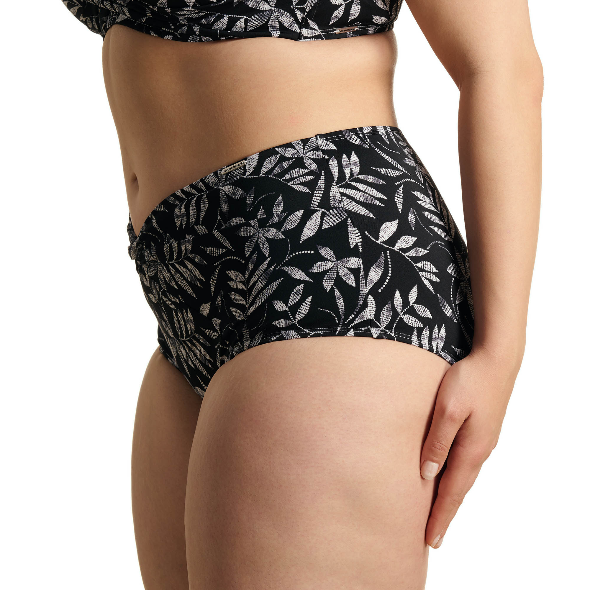 Bikinihose, Höschen, Druck, Blättermuster, Schwarz