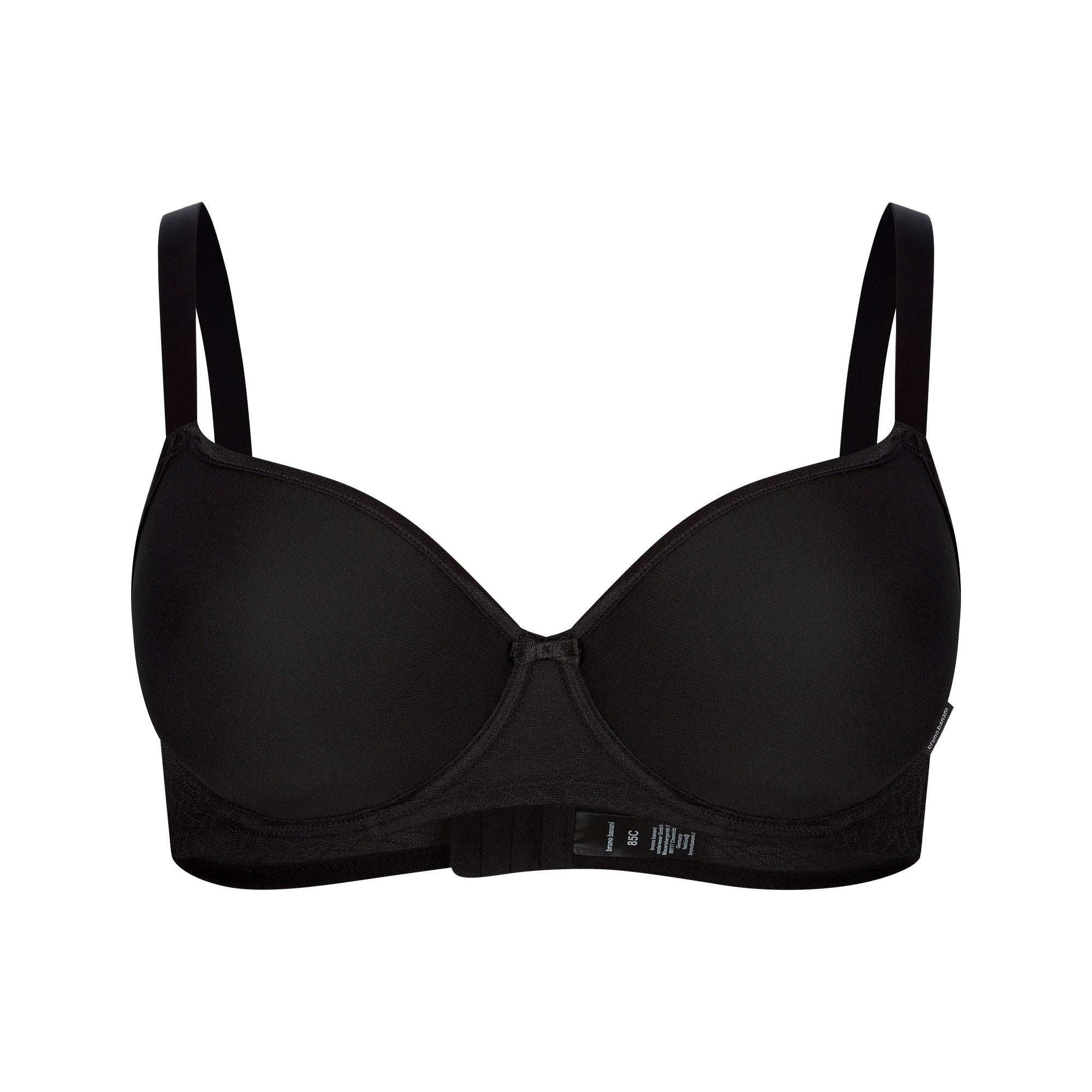 BH-Verstärkung, Schalen-BH, Schwarz, Glatter Stoff, Geraffnetes Rückenteil