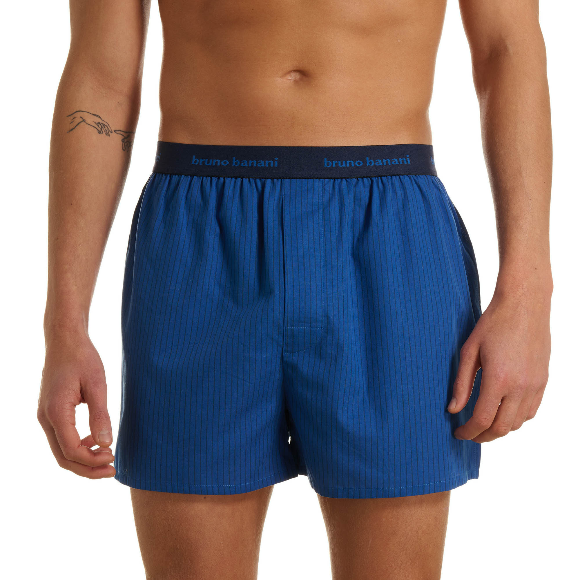 boxer shorts, blau, gestreift, elastischer bund, bruno banani