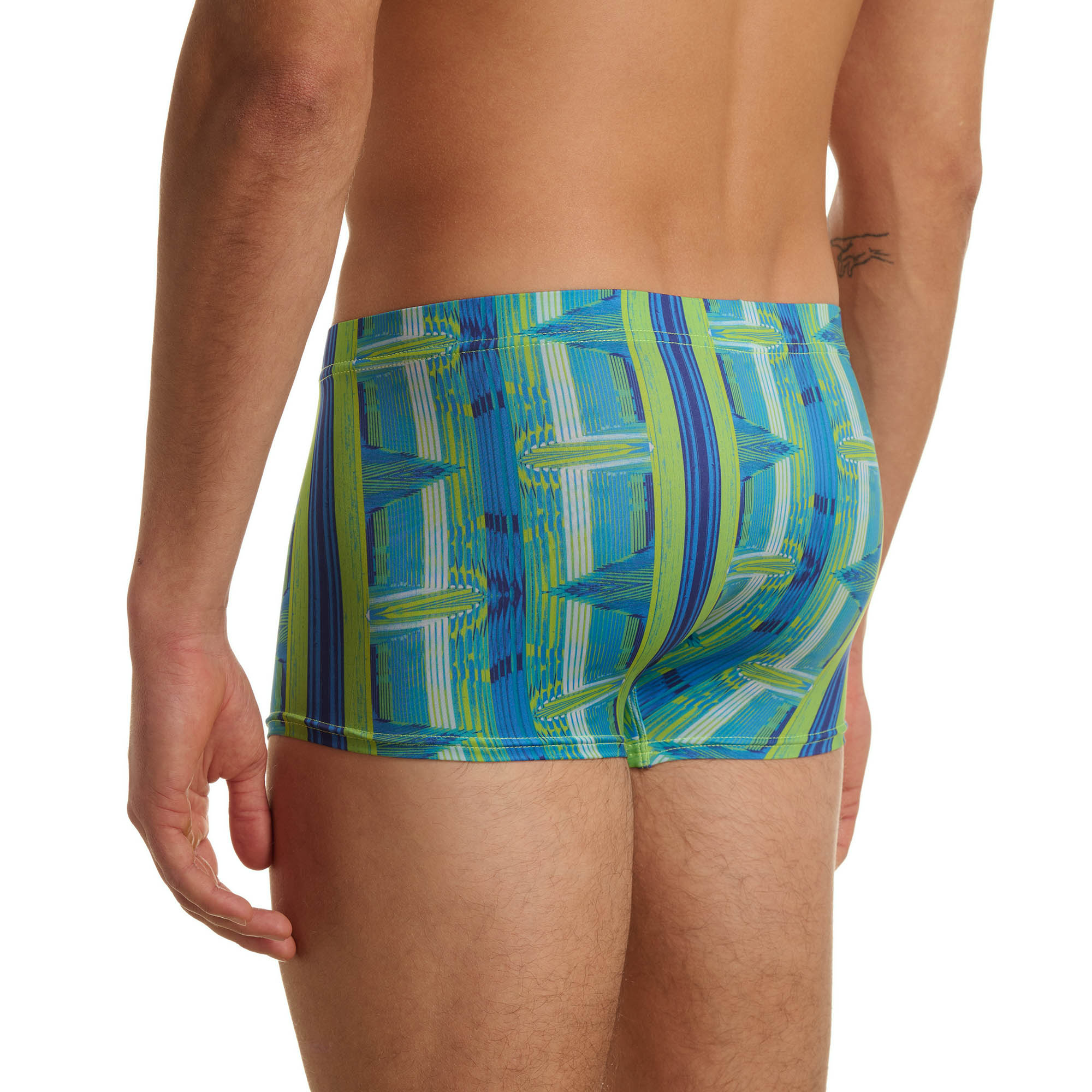 Badeshorts, gemustert, Blau grün, Geometrisch, Herrenbademode
