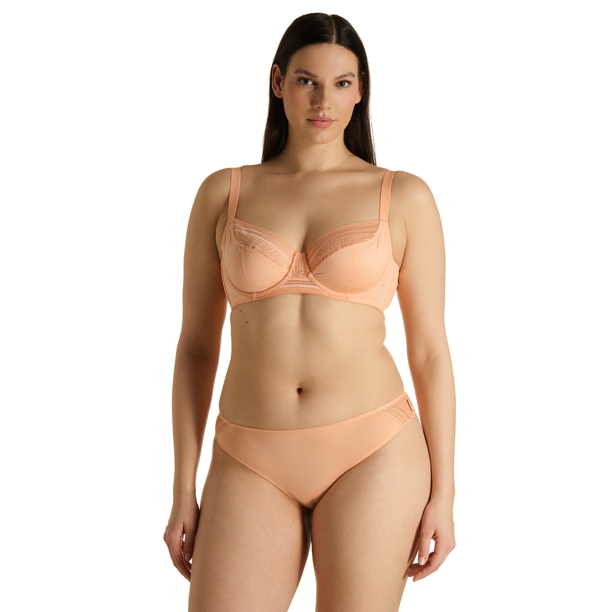 BH, Spitze, Peach, Unterwäsche, BH-und-slip-set