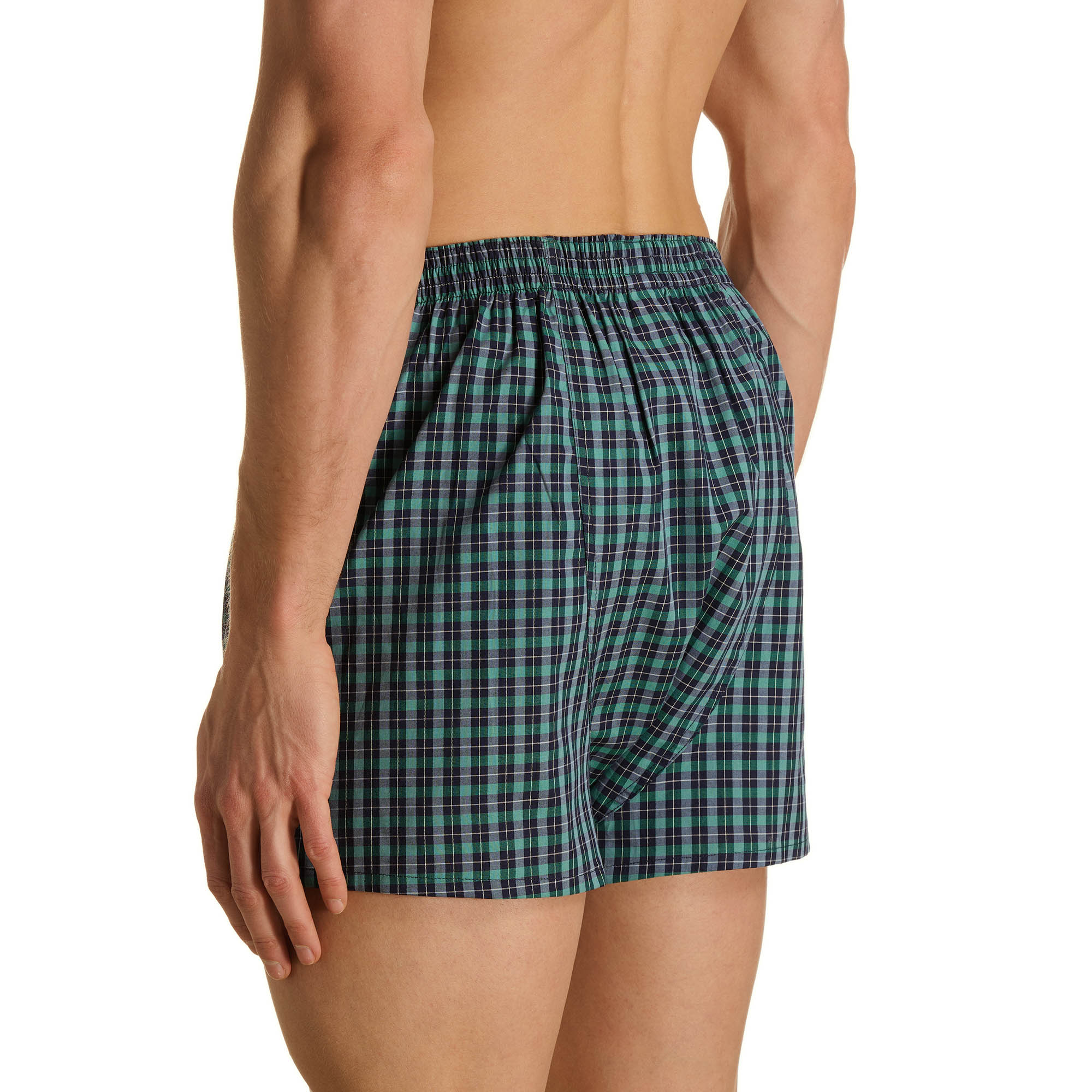 h shorts, Karo, grün, blau, elastischer bund