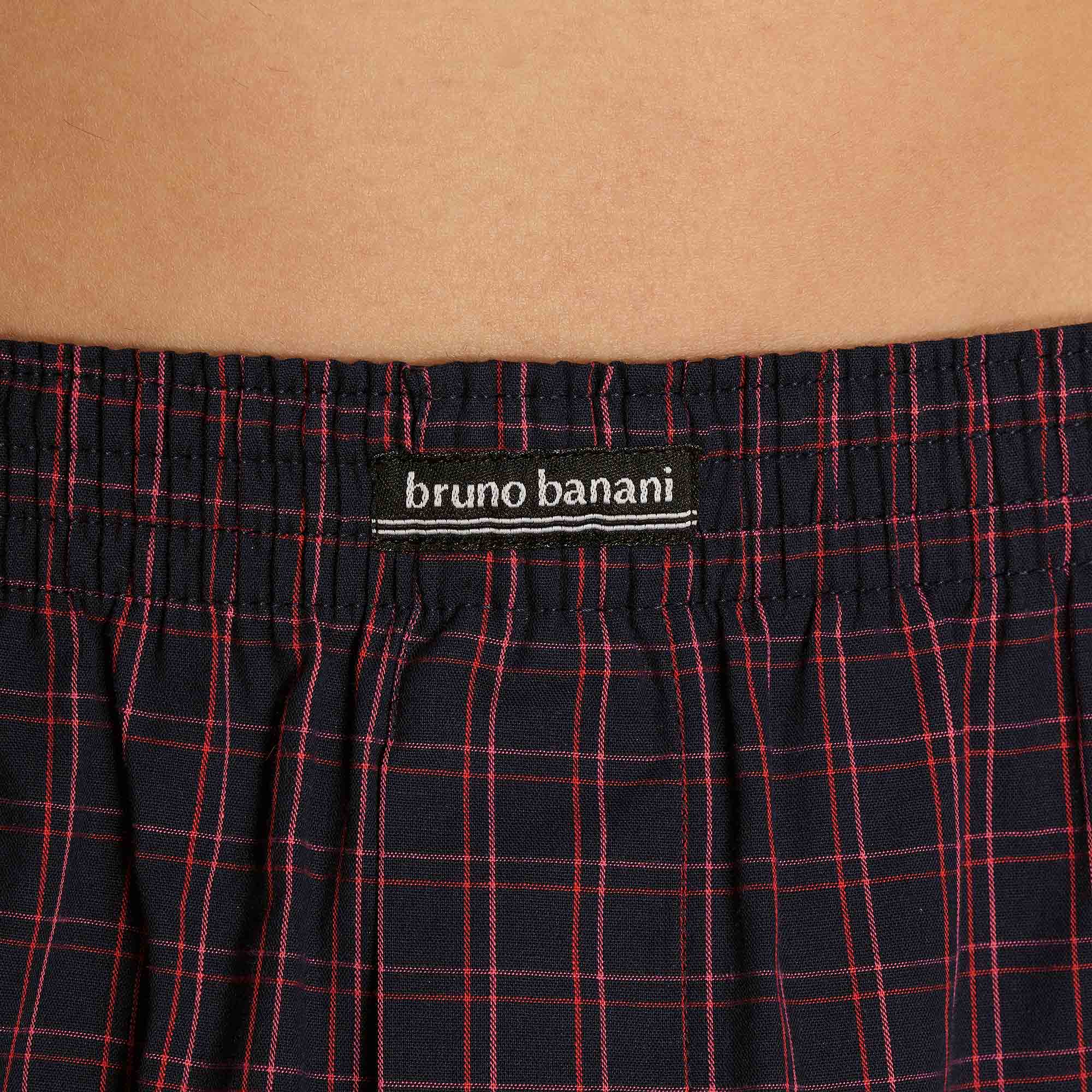 Boxershorts, kariert, dunkelblau, rotes Karomuster, elastischer Bund