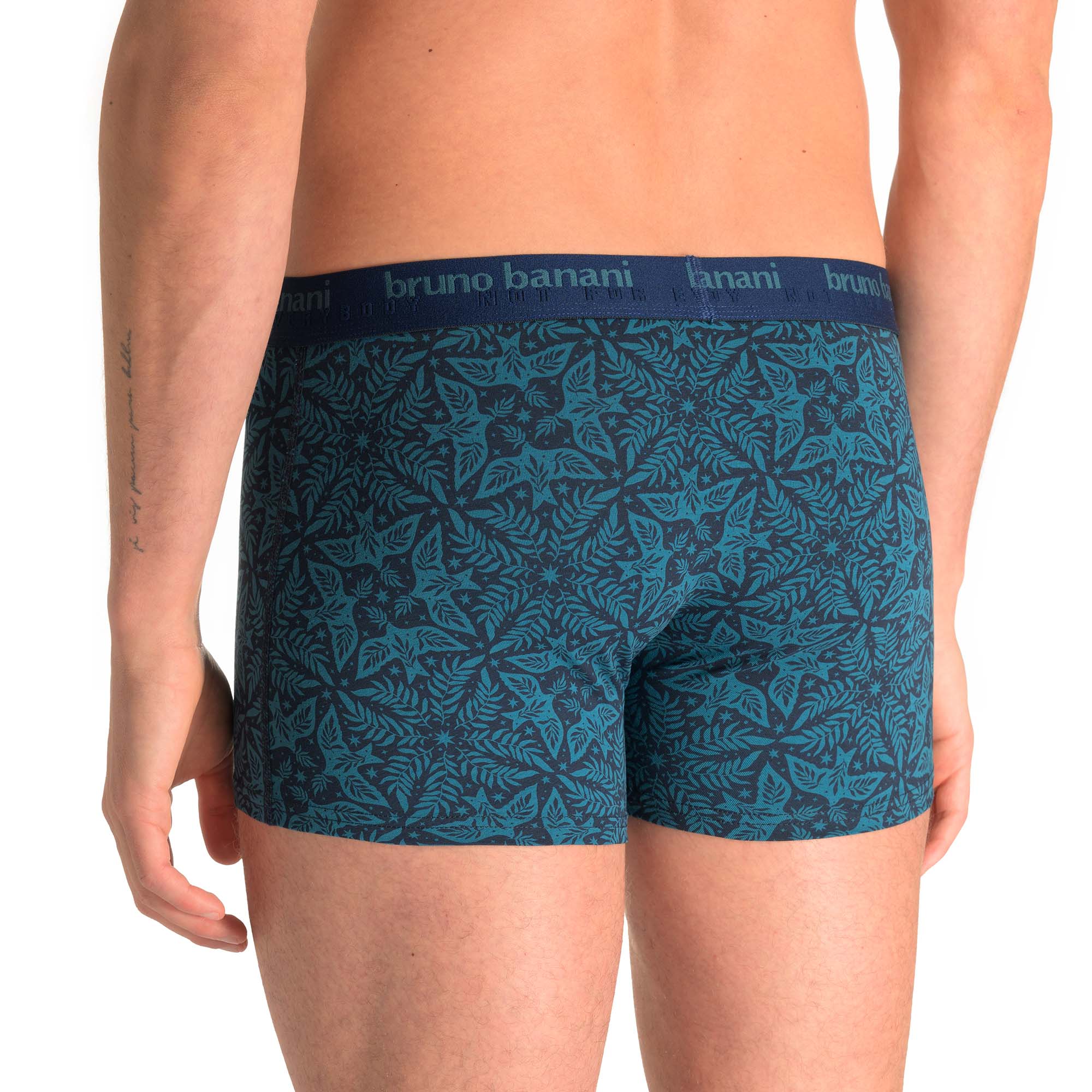unterwäsche, boxer, muster, blau, baum-ornament