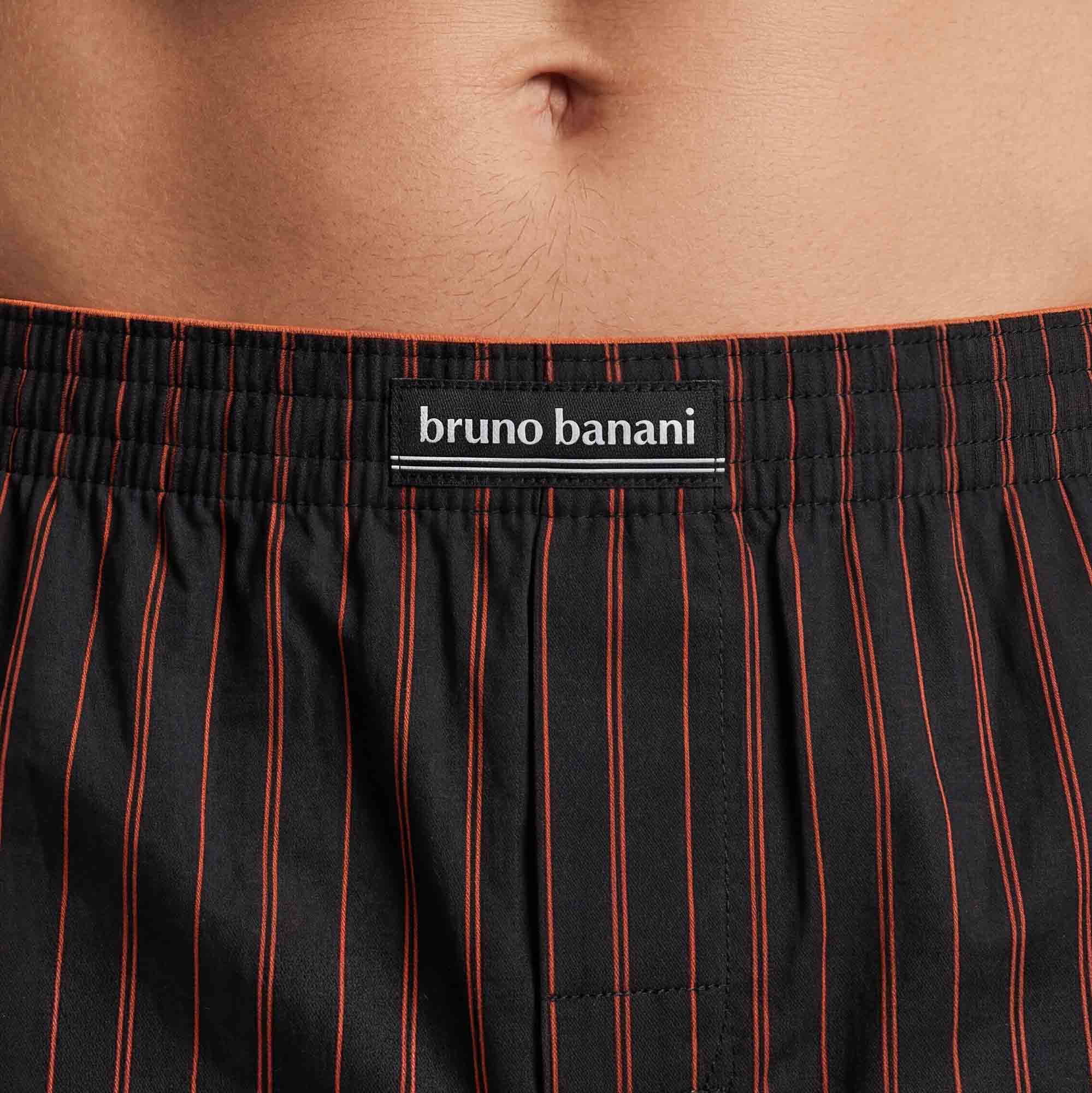 Herren-Boxershorts, Schwarz, Rote Streifen, Elastischer Bund, Webstoff