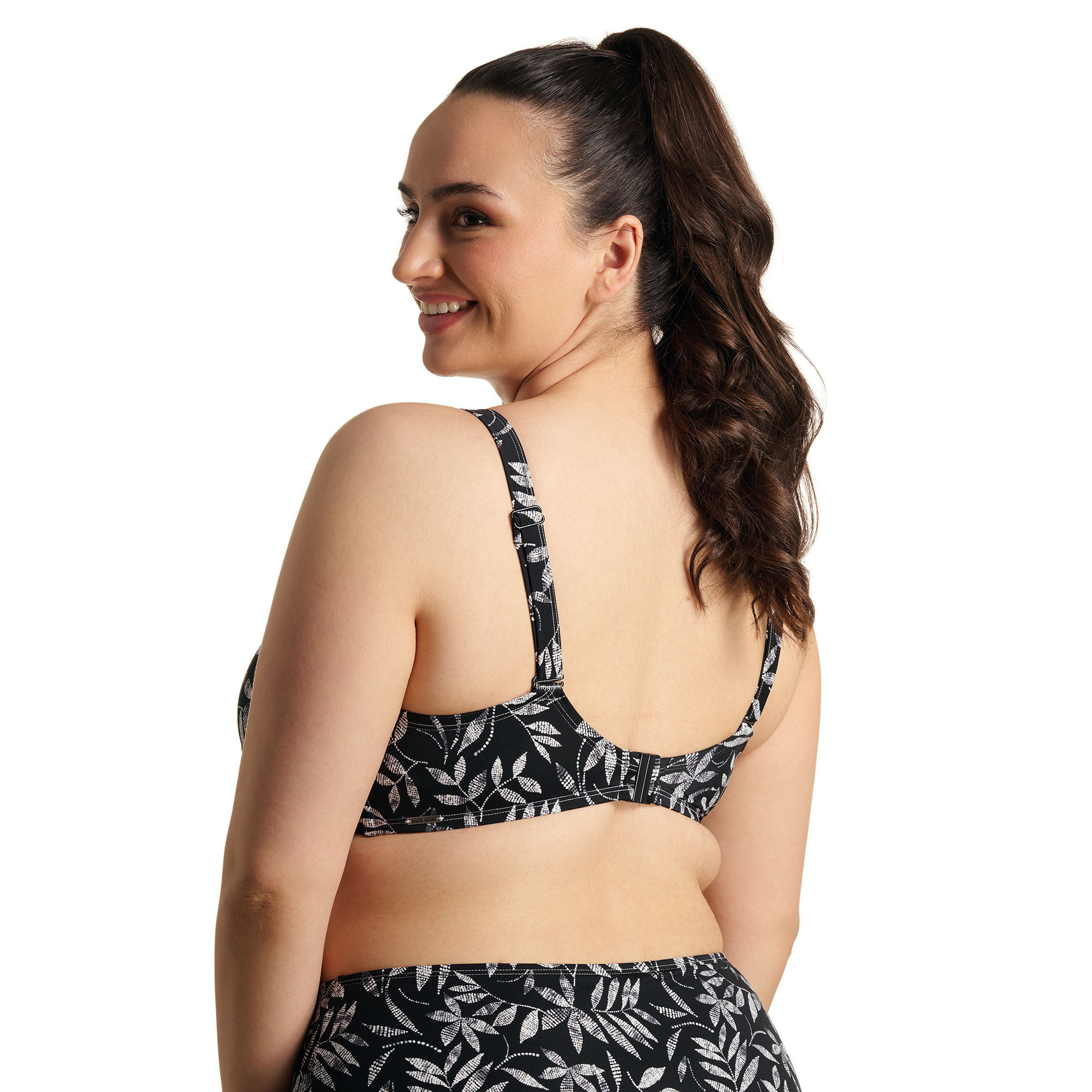 BH, Damen, Unterwäsche, Blättermuster, Schwarz