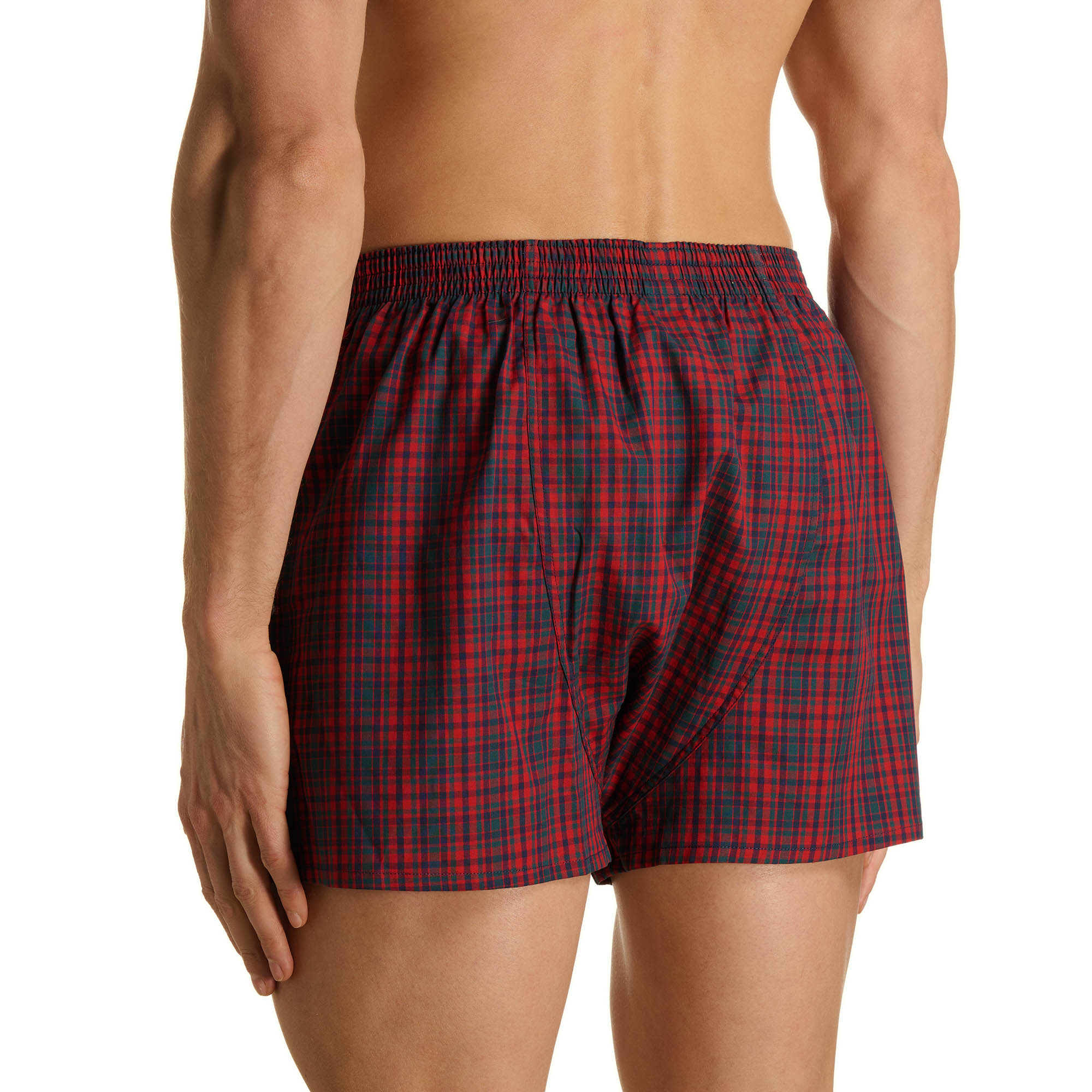 unterhose, boxershorte, kariertes muster, rot-blau, stretchwaesche