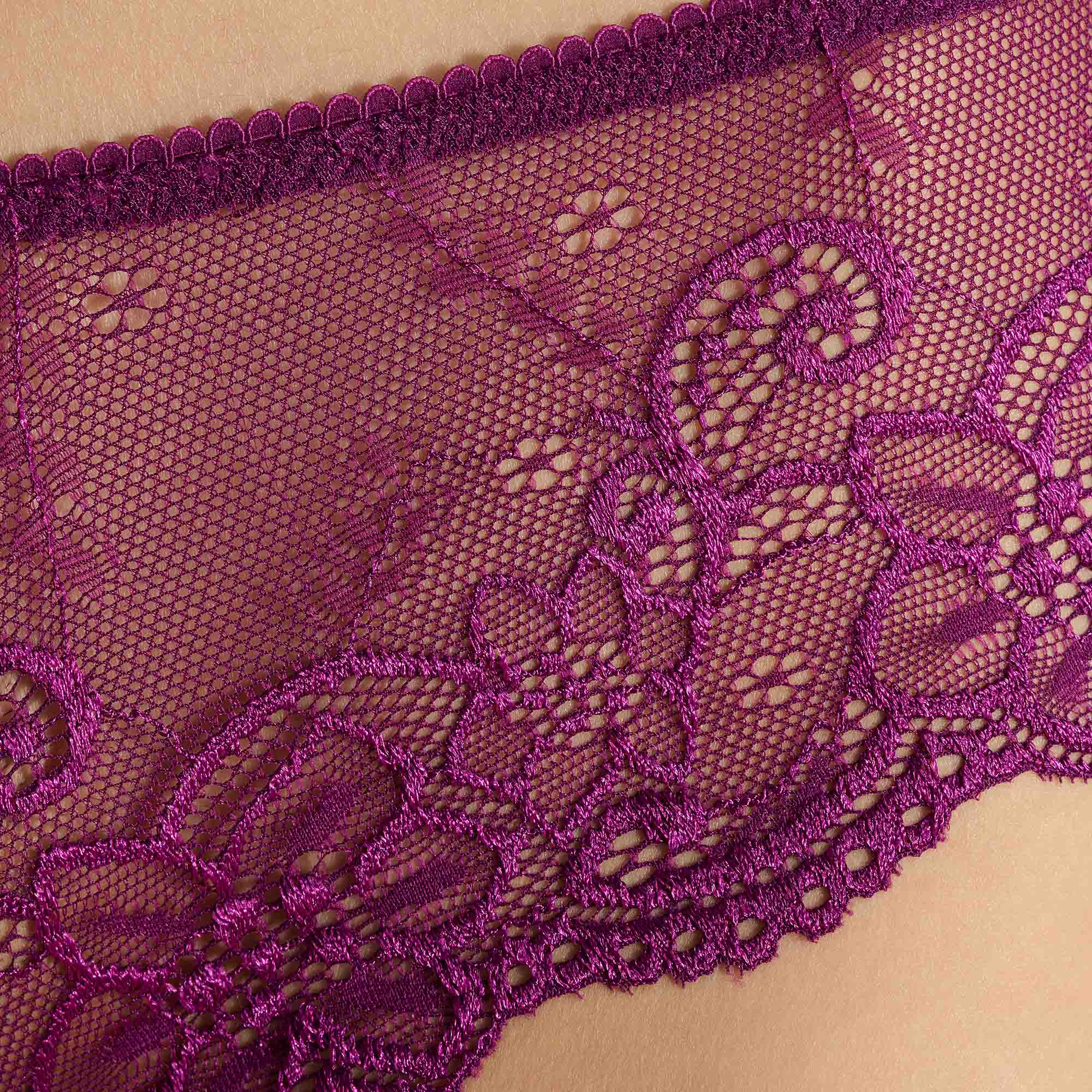 Spitze, Lila, Blumenmuster, Mesh, Slips-/Unterwäschebesatz