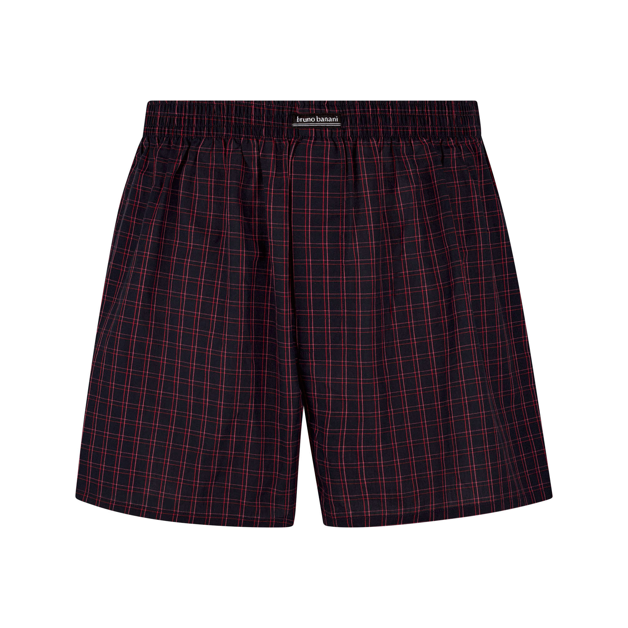 Herren-Boxershorts, Webstoff, Schwarz-Rot kariert, Elastischer Bund, Weite Beine