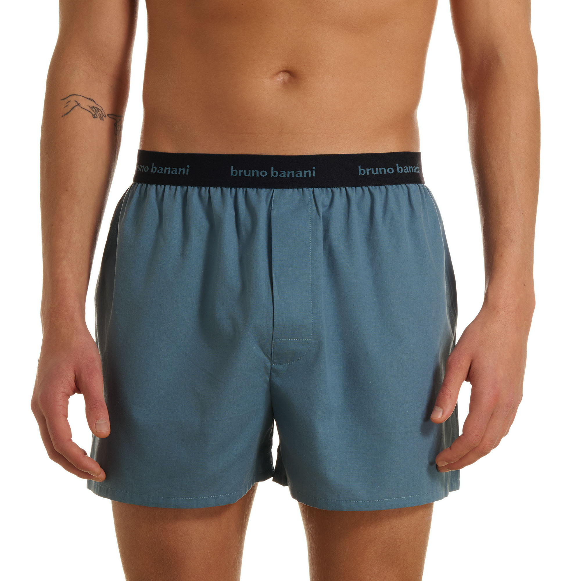 Boxer, Shorts, Polyester, Blau, Elastischer Bund, Boxer-Shorts, Kurze Hose, Badeshorts, elastischer Bund, uni blau