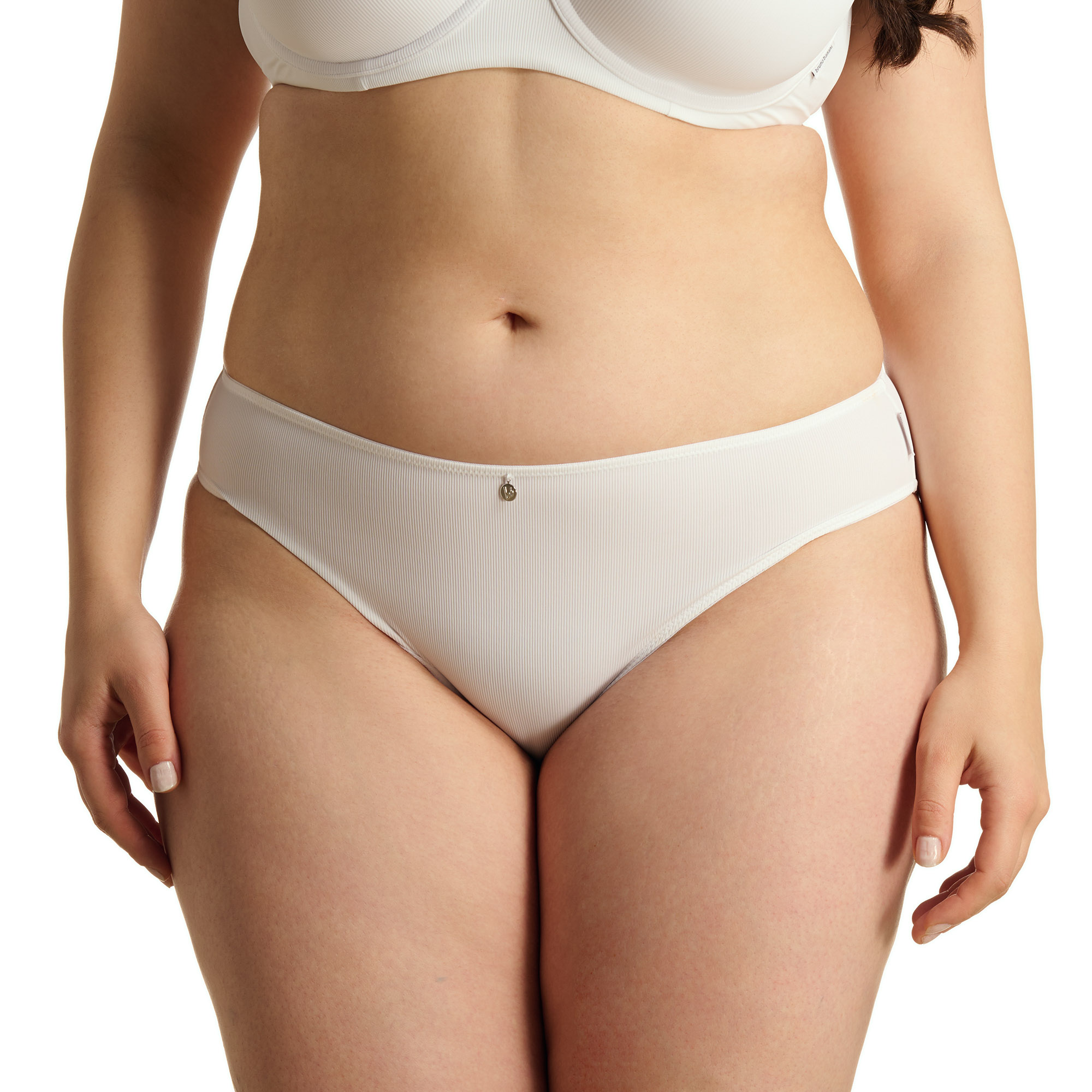 Unterwäsche, Bikinihose, Hüftbund, Rippenmuster, Beige/helles Grau