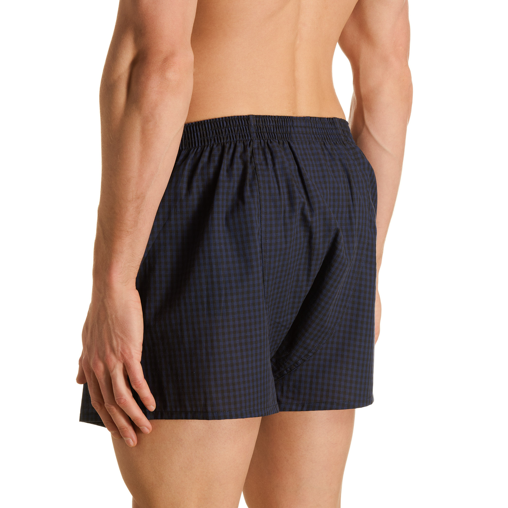 Hose, Kurze Hose, Gingham Muster, Navy Blau, Elastischer Bund