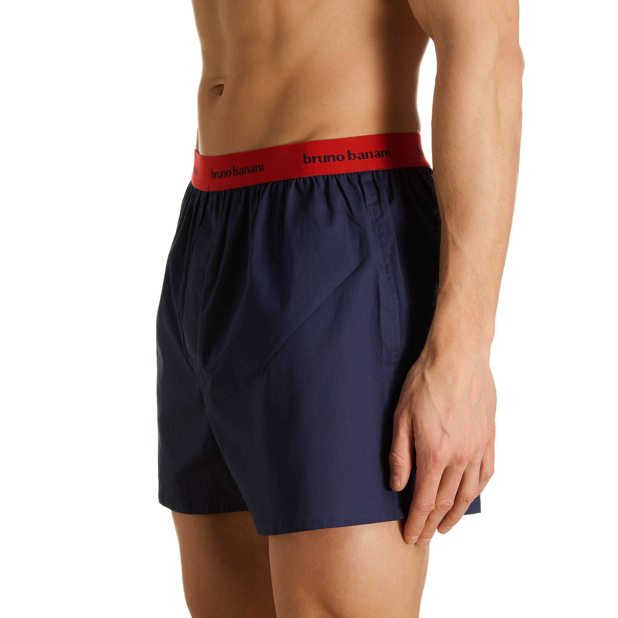 Boxershorts, navy Farbe, elastischer Bund, roter Bund, bruno banani