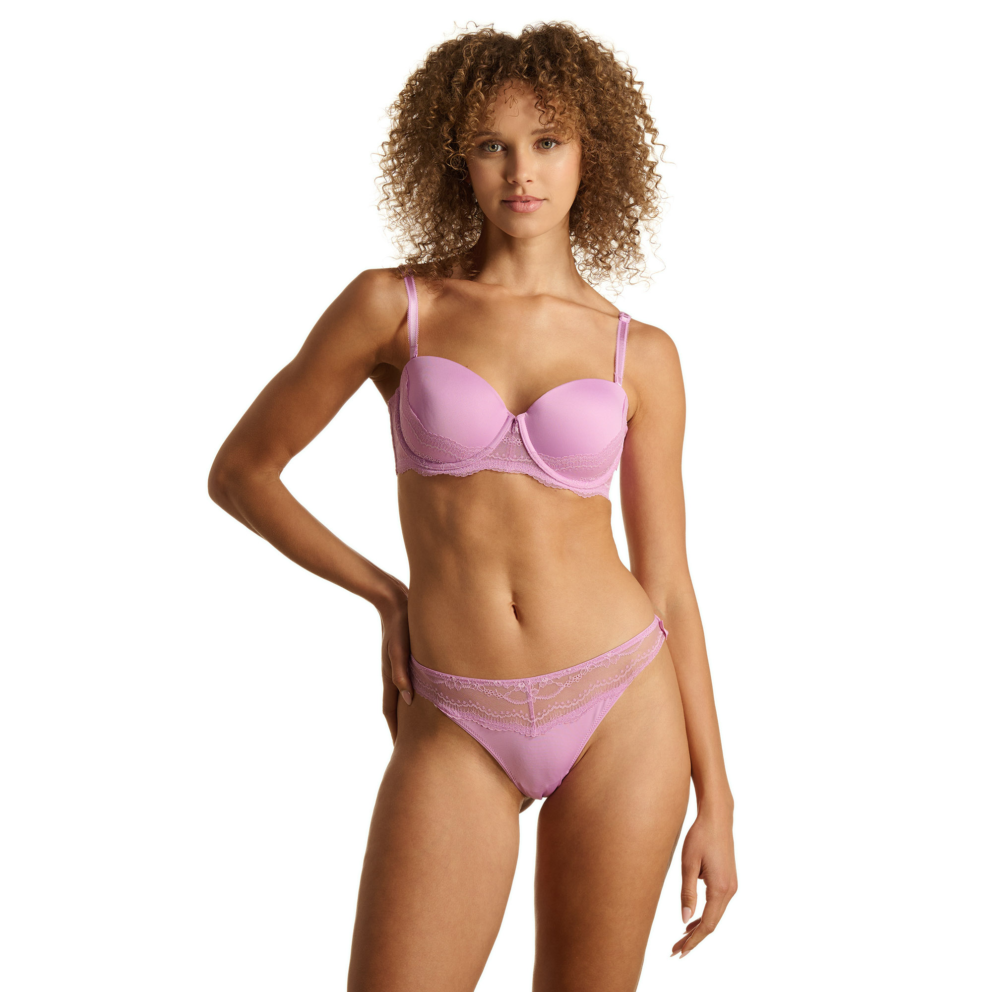 Schale-BH, Spitze, Rosa, Bikini-Set, Unterwäsche
