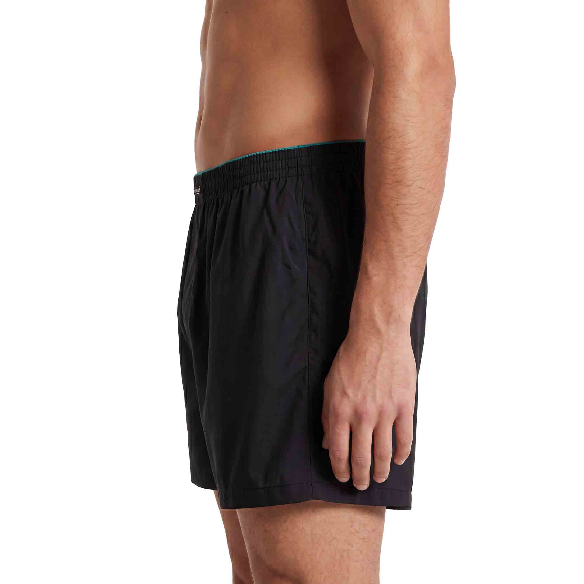 Herren-Shorts, Schwarz, Elastischer Bund, Türkise Kante