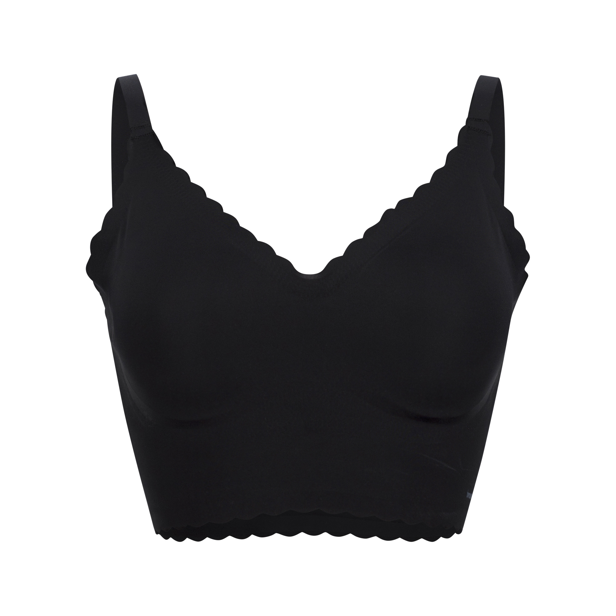 BH Bra, No Underwire, Schwarz, Spitzenkante, Runder Ausschnitt